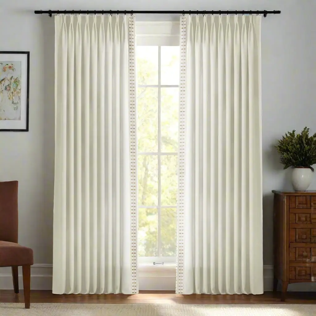 Jawara Luxury Linen Cotton Curtains with Border Trim (Sold per Pair) - Image 3