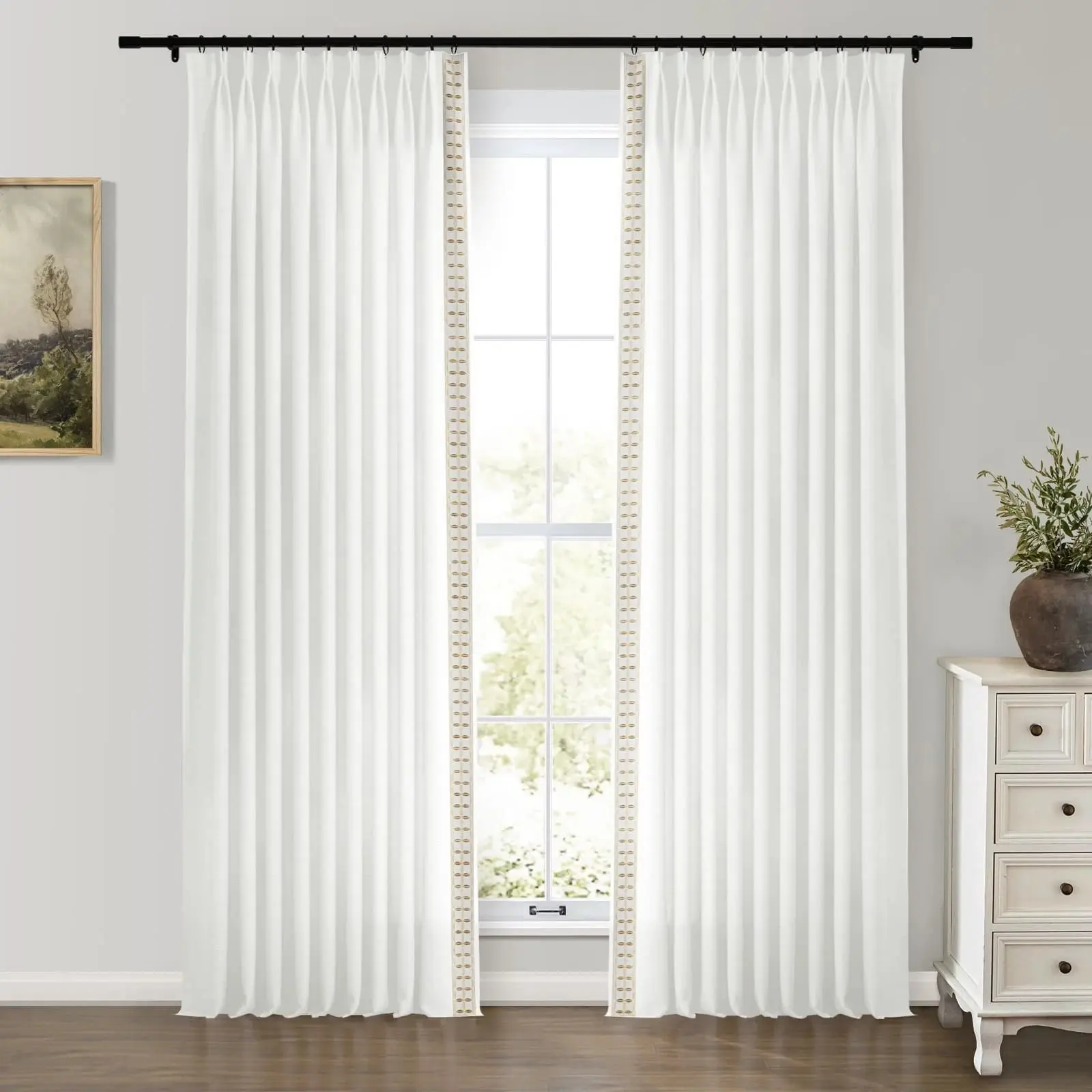 Jawara Luxury Linen Cotton Curtains with Border Trim (Sold per Pair) - Image 5