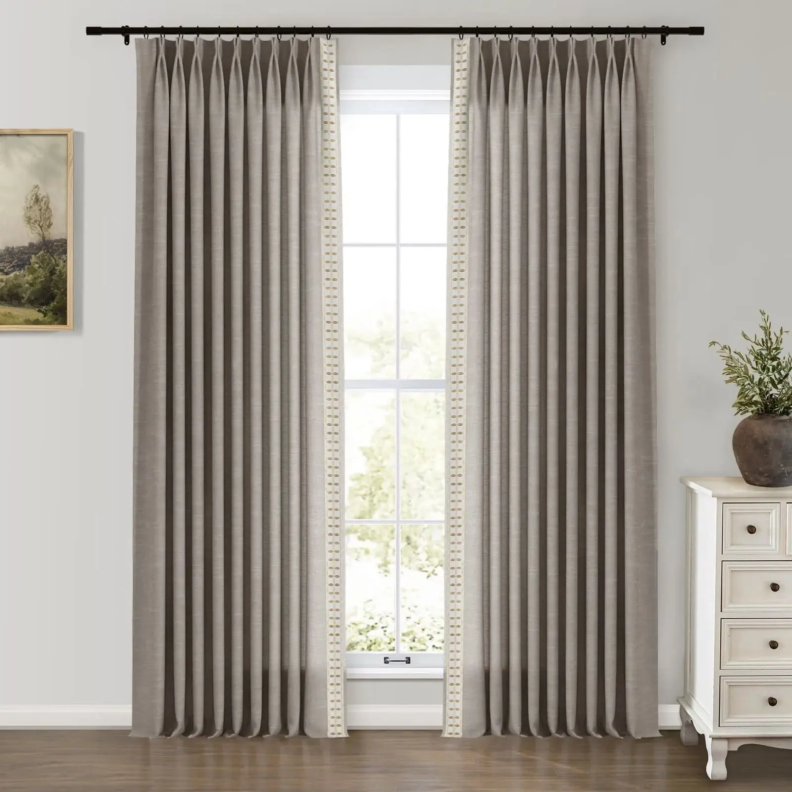 Jawara Luxury Linen Cotton Curtains with Border Trim (Sold per Pair) - Image 8