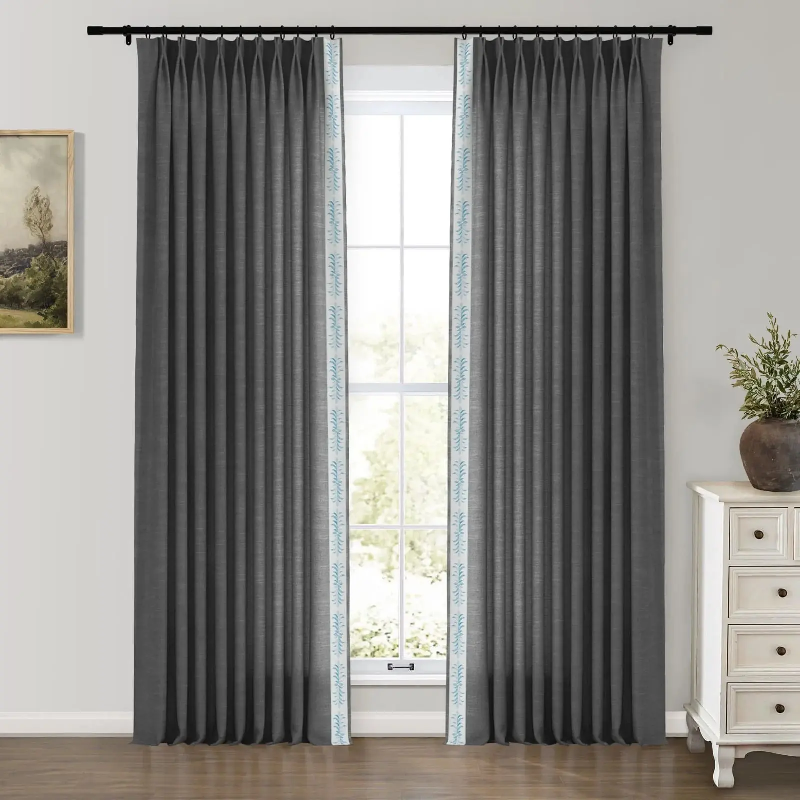 Jawara Luxury Linen Cotton Curtains with Border Trim (Sold per Pair) - Image 9