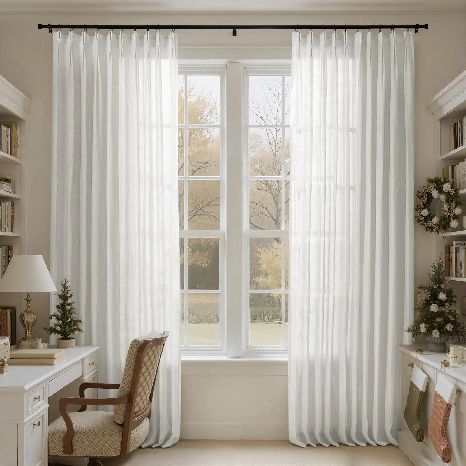 Joy 100% European Flax Linen Sheer Curtain Pleated - Image 8