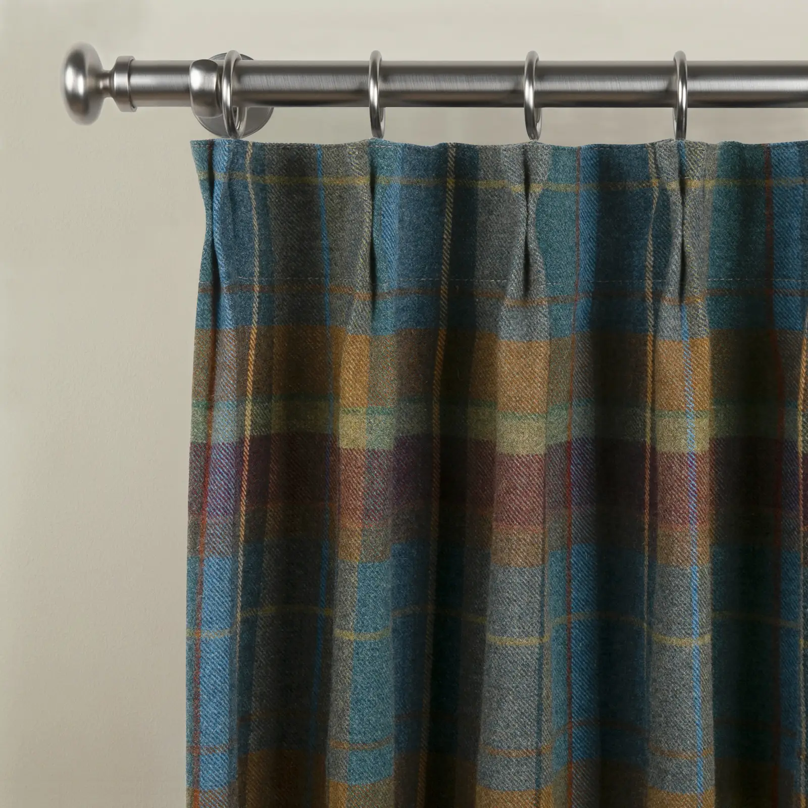 Karin Plaid Pure Wool Thermal Curtain Pleated - Image 12