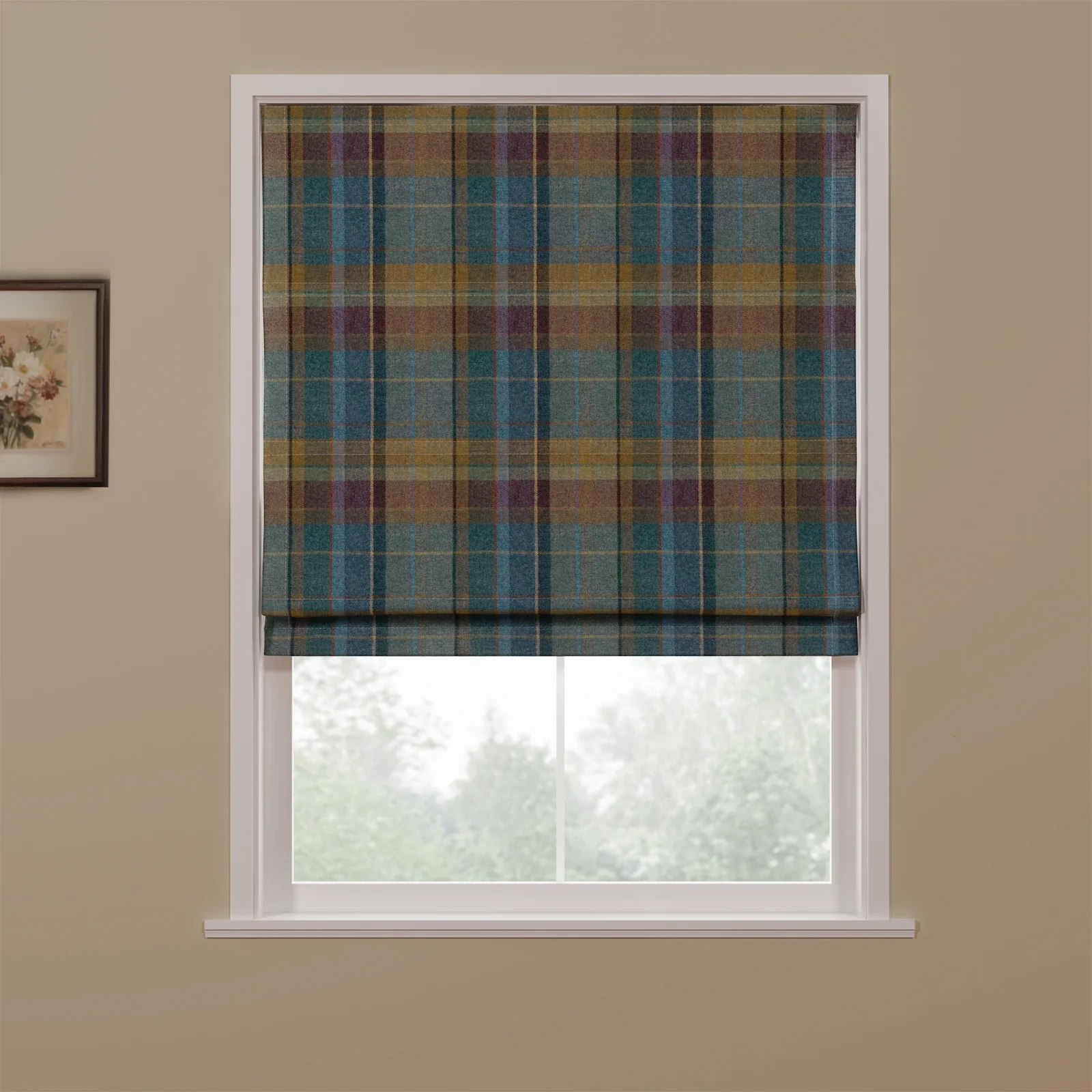 Karin Plaid Pure Wool Thermal Roman Shade Cordless - Image 20