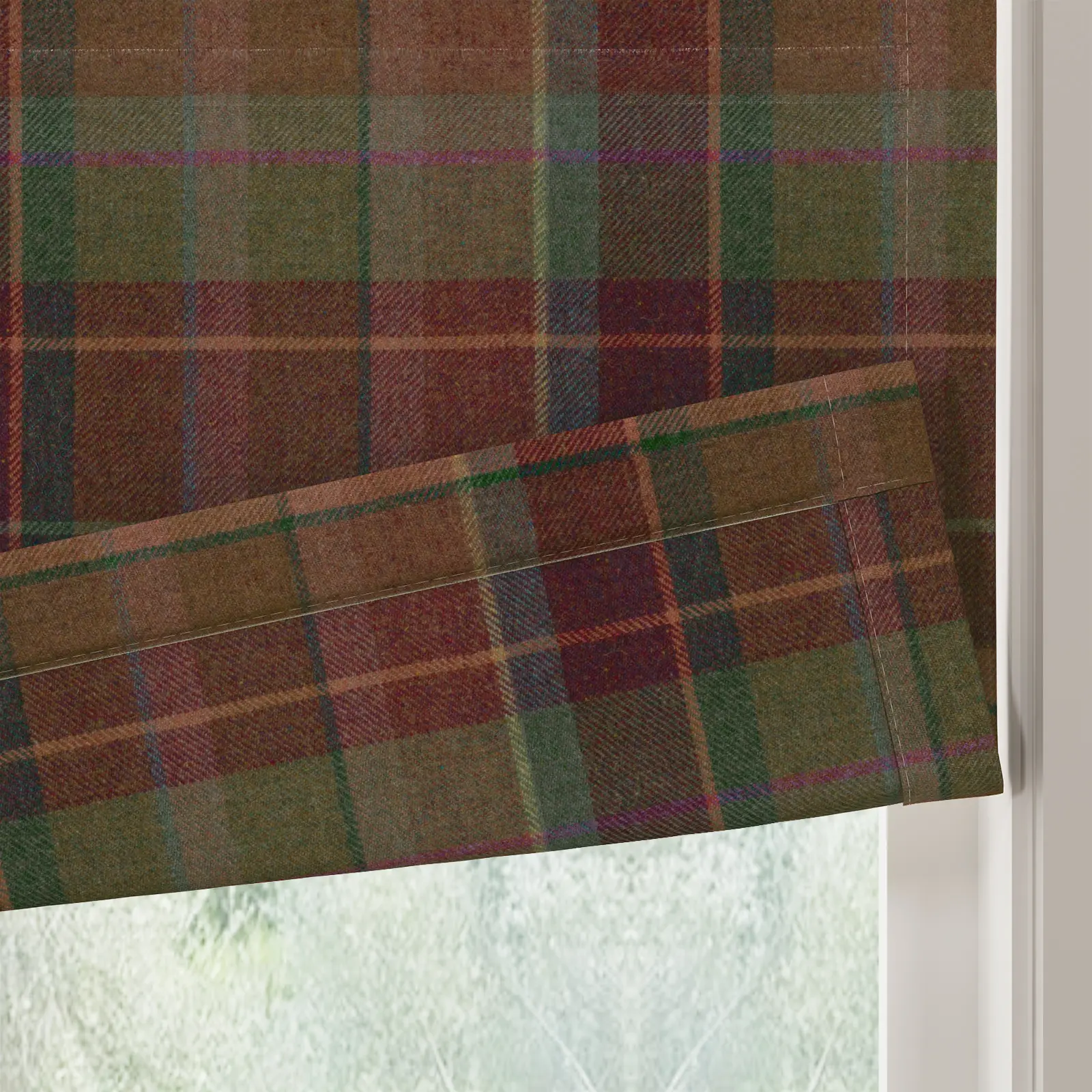 Karin Plaid Pure Wool Thermal Roman Shade Cordless - Image 27