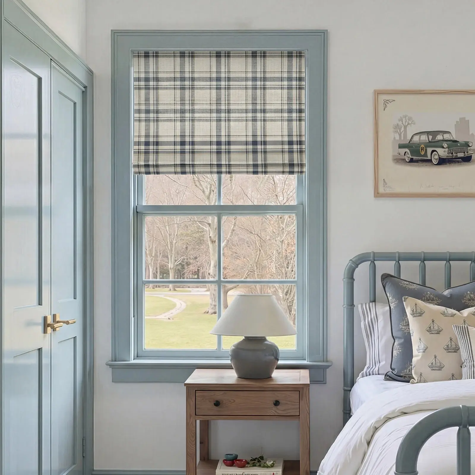 Kim Morrow Print Cotton Roman Shade Cordless - Image 3