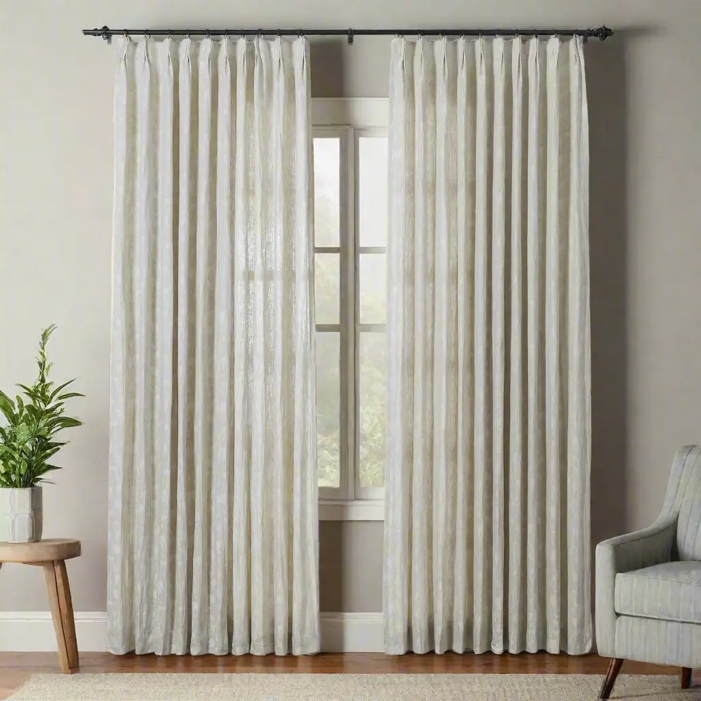 Lance 100% European Flax Linen Jacquard Curtain Pleated - Image 15