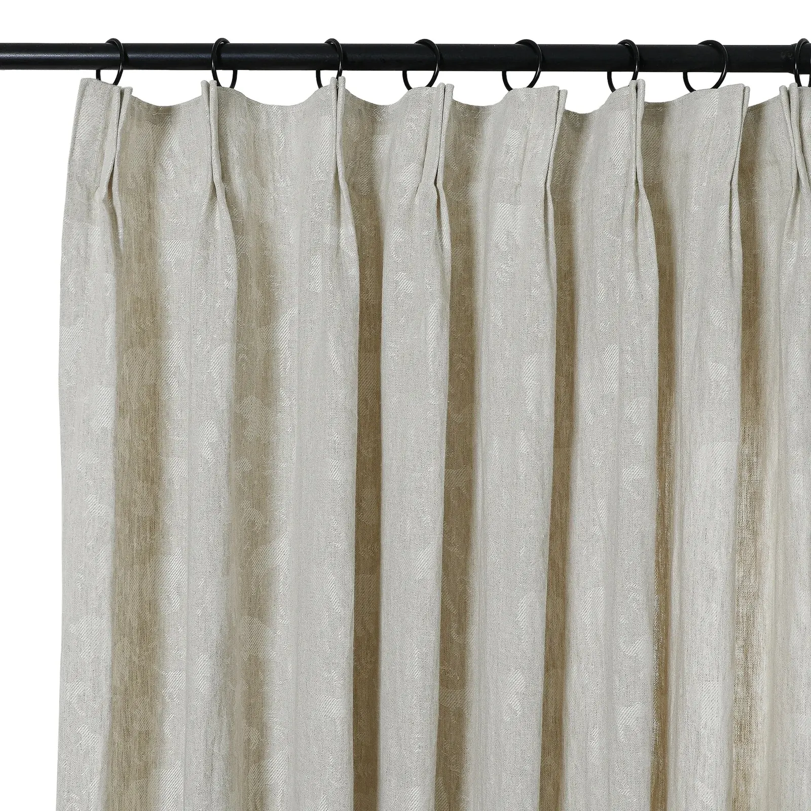 Lance 100% European Flax Linen Jacquard Curtain Pleated - Image 21