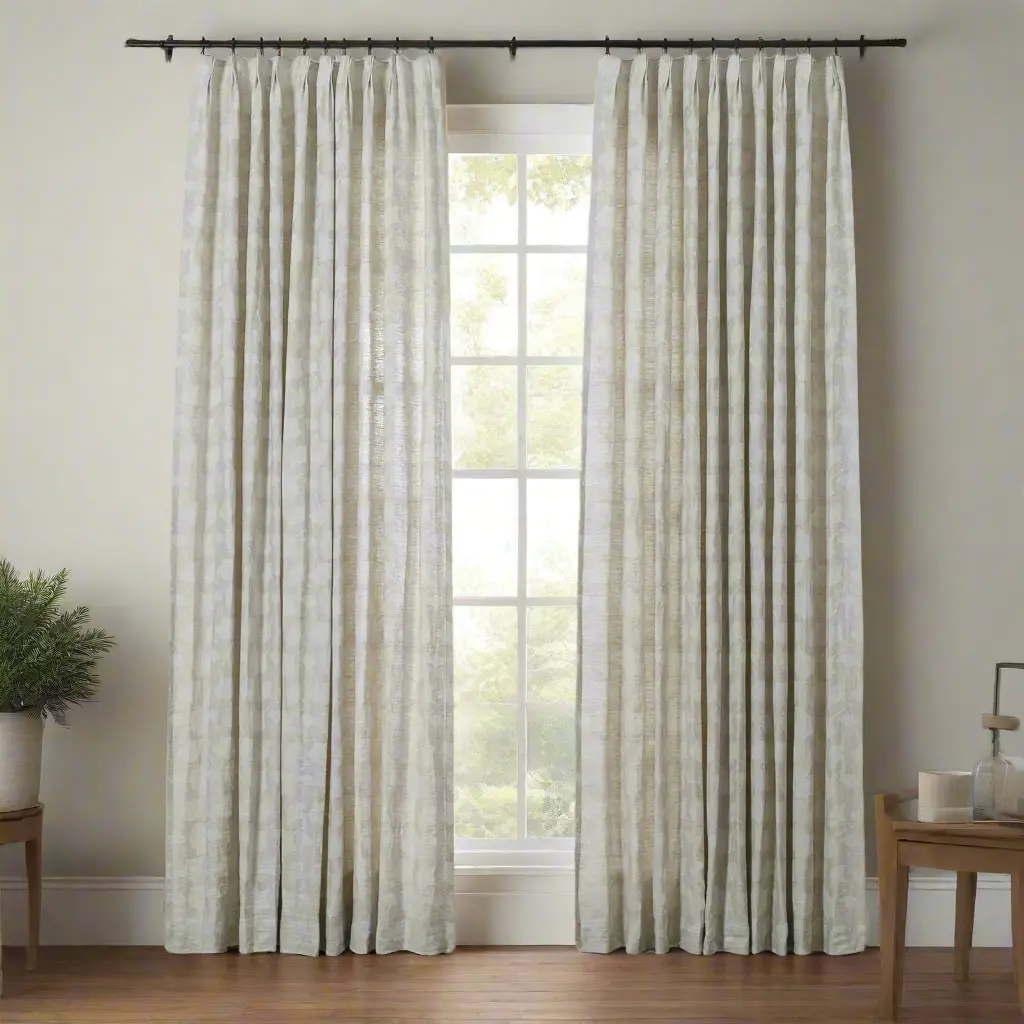 Lance 100% European Flax Linen Jacquard Curtain Pleated - Image 3