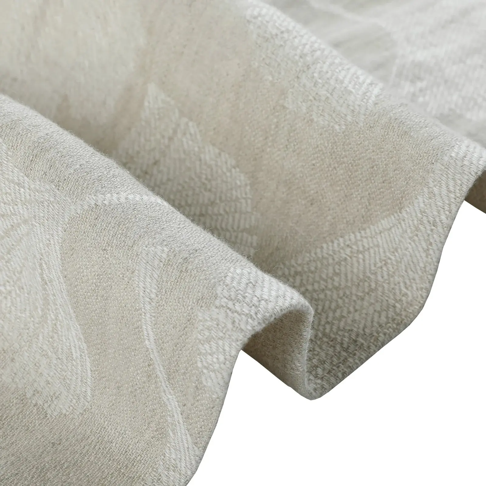 Lance 100% European Flax Linen Jacquard Curtain Pleated - Image 7