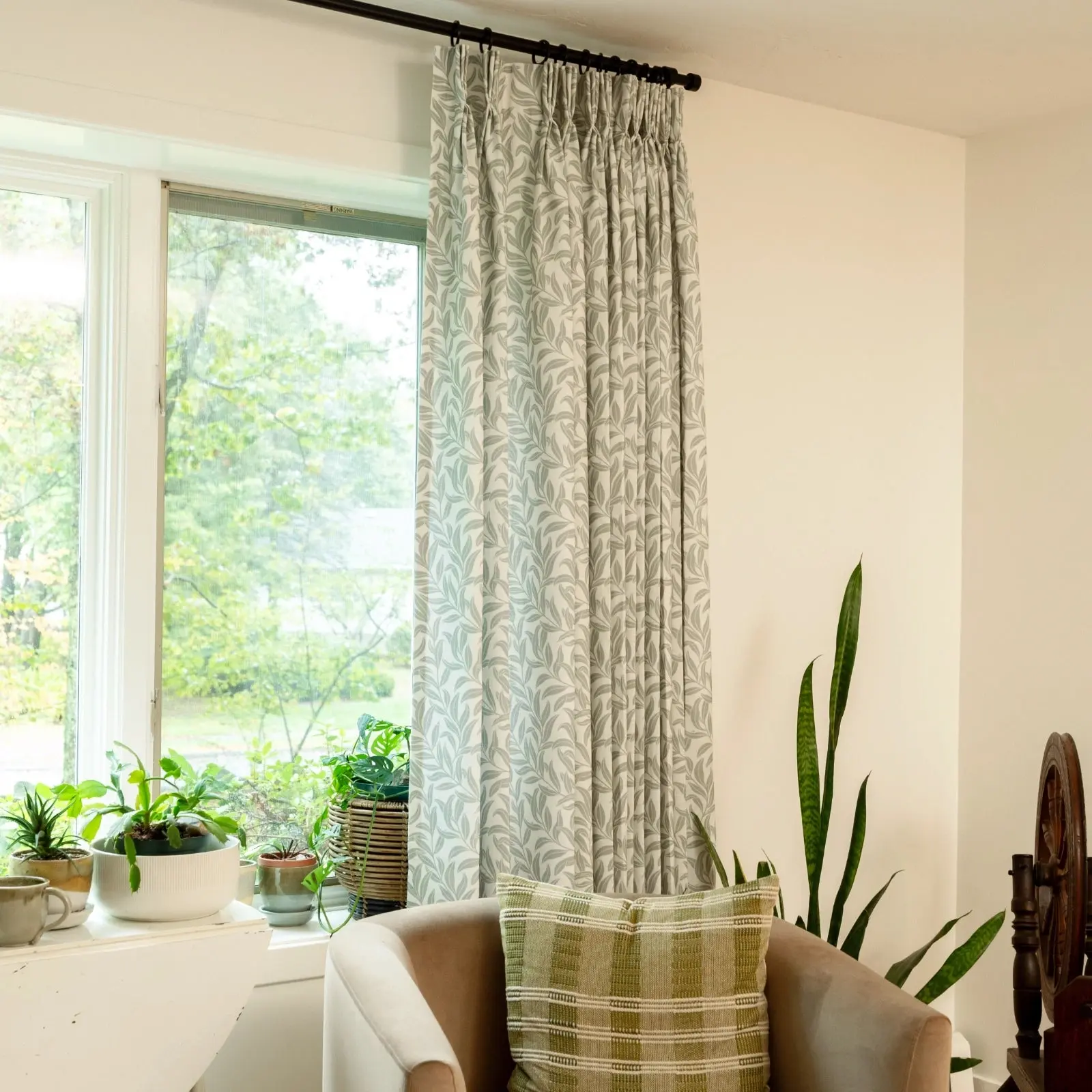 Leah Berin Garden Botanical Cotton Print Drapery Pleated - Image 4