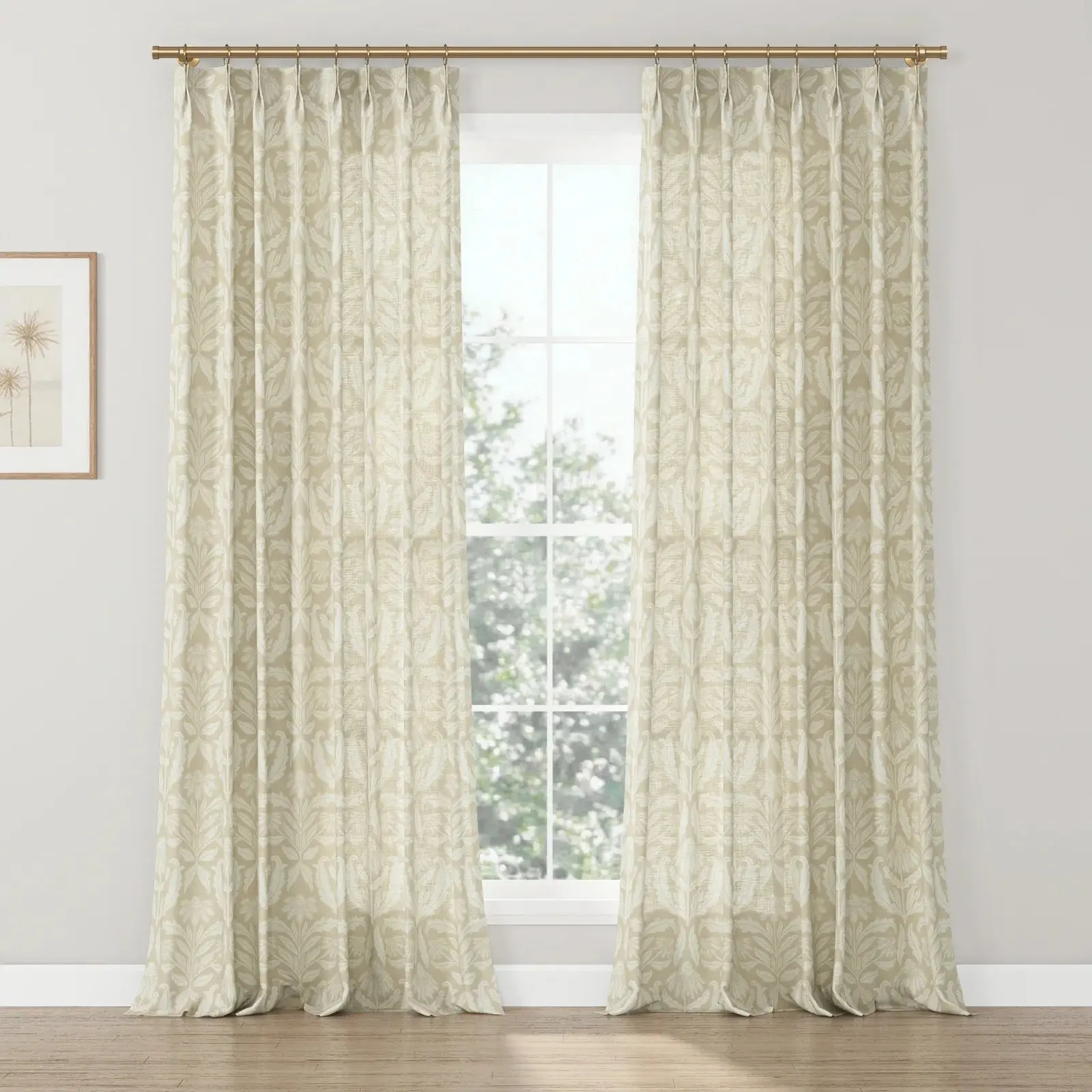 Leah Berin Garden Botanical Cotton Print Drapery Pleated - Image 6