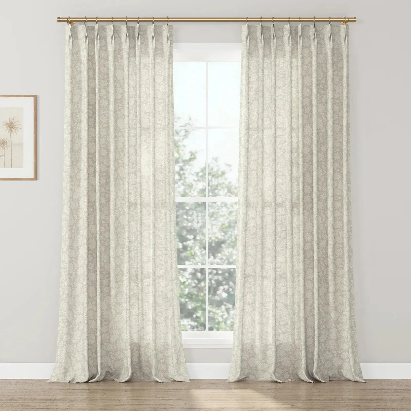 Leah Berin Garden Botanical Cotton Print Drapery Pleated - Image 7