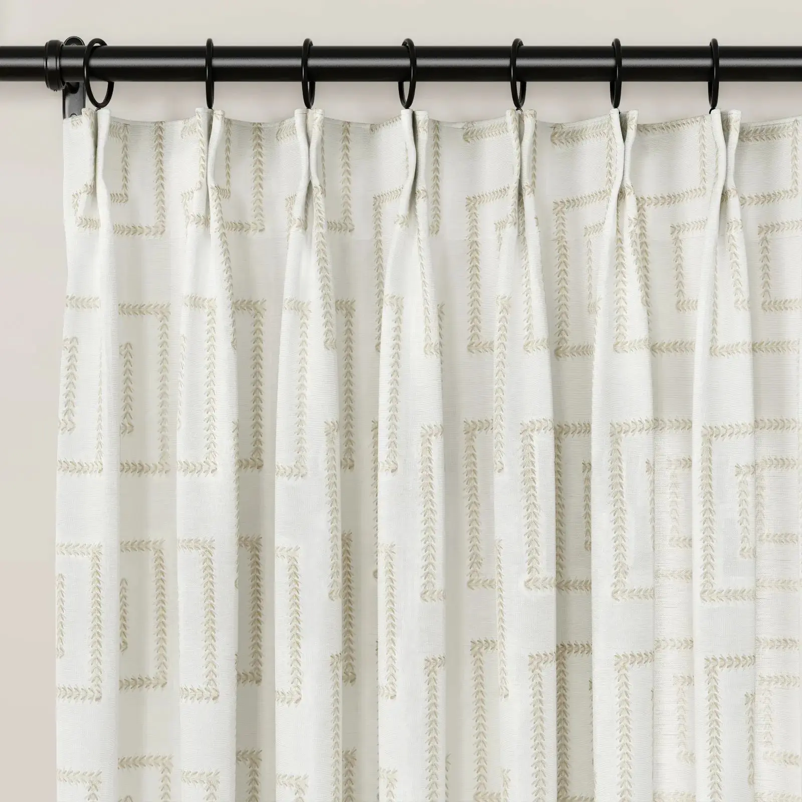 Linnea Linen Cotton Embroidered Curtain Pleated - Image 109