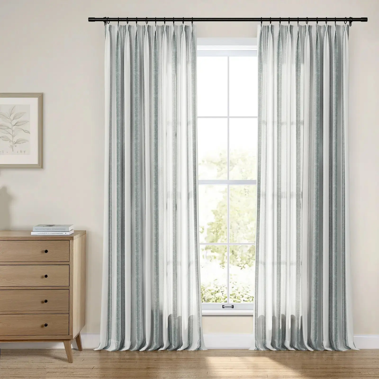 Linnea Linen Cotton Embroidered Curtain Pleated - Image 30