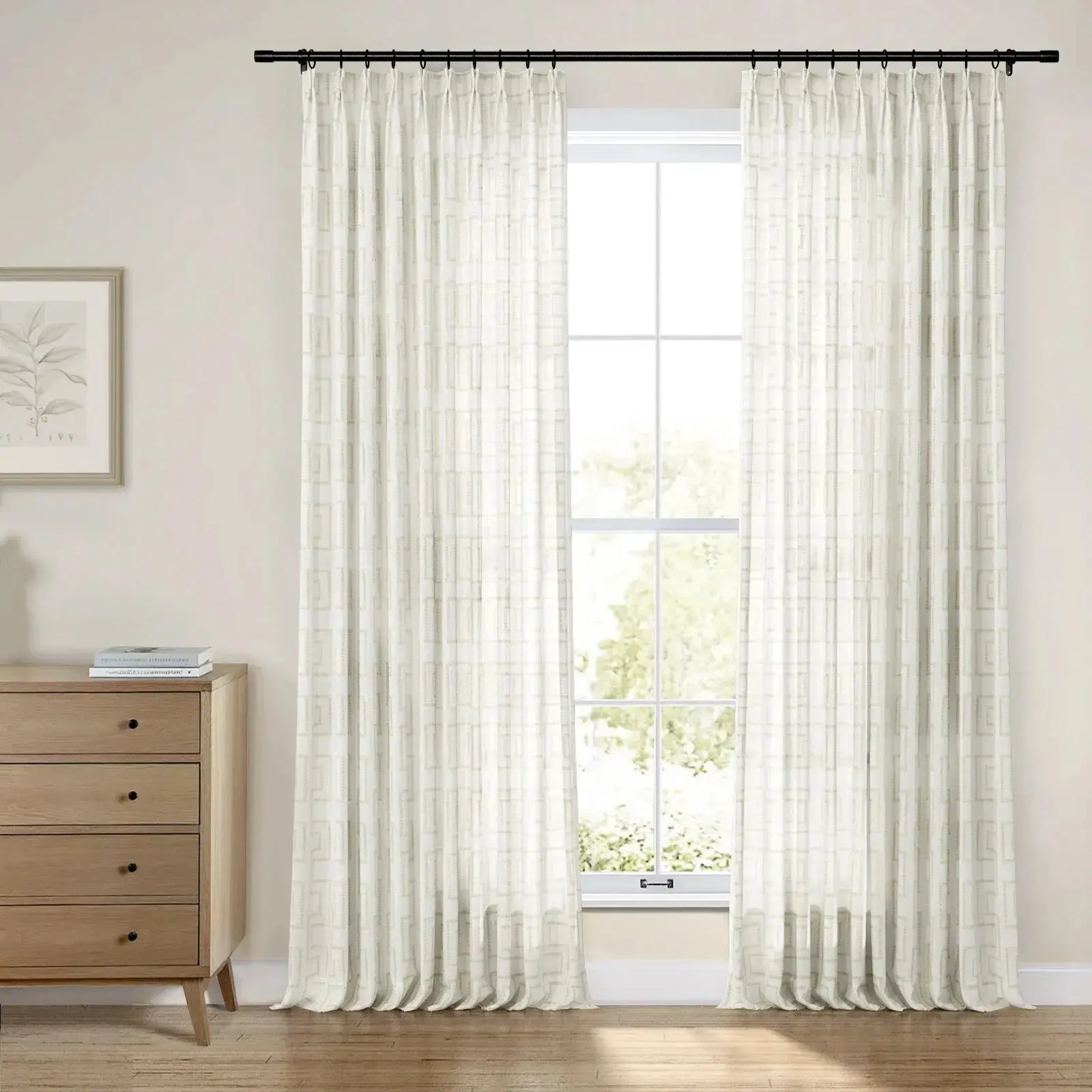Linnea Linen Cotton Embroidered Curtain Pleated - Image 32