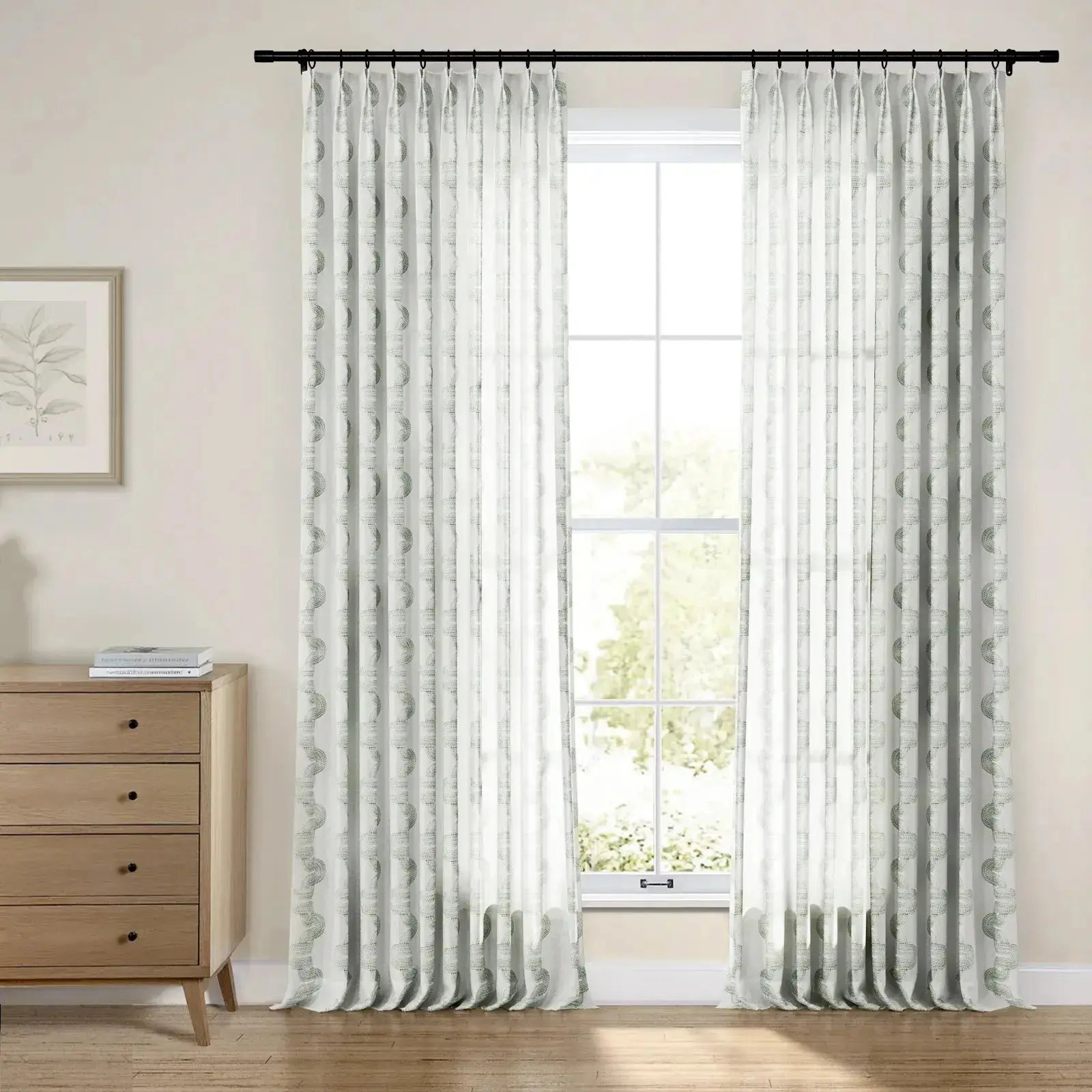 Linnea Linen Cotton Embroidered Curtain Pleated - Image 35