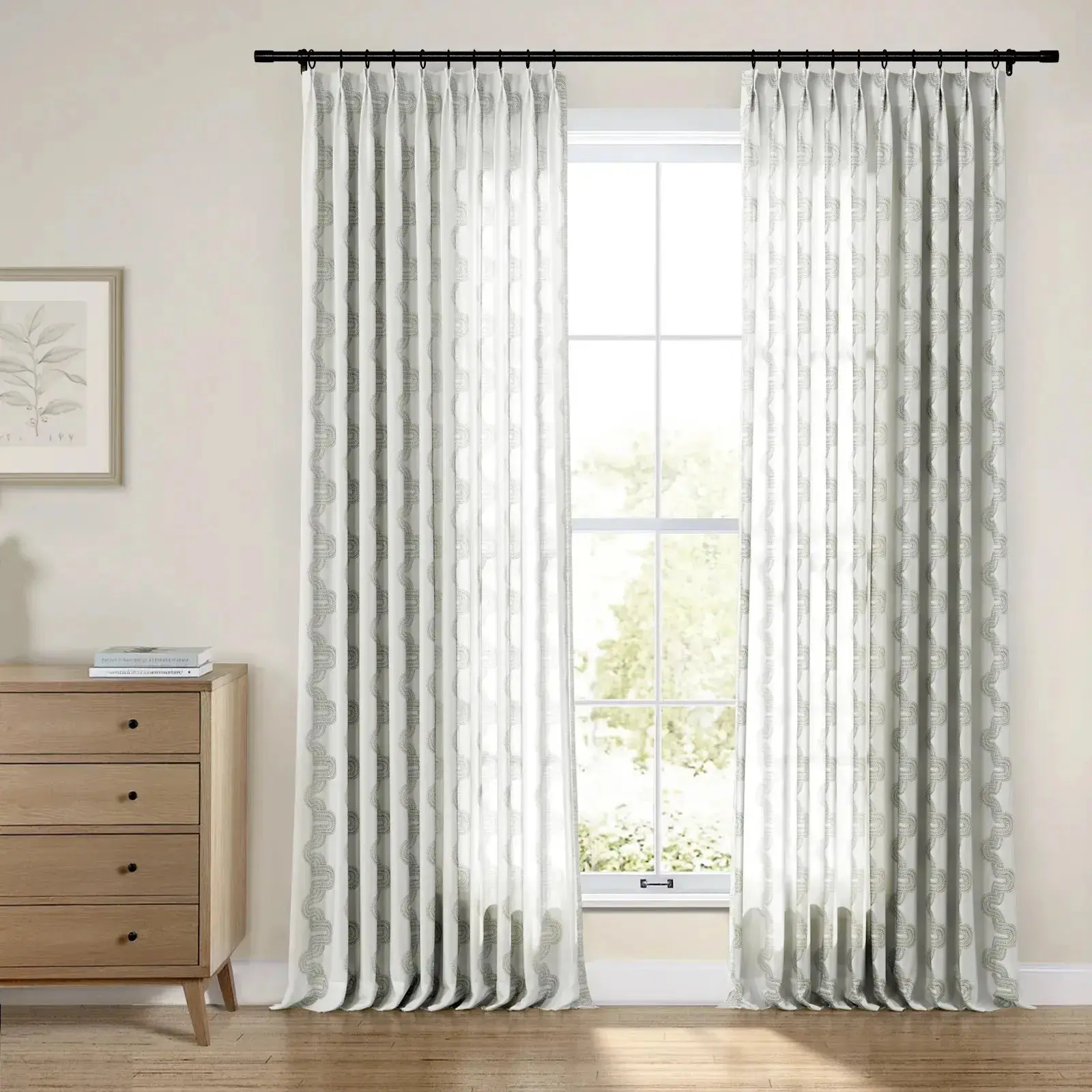 Linnea Linen Cotton Embroidered Curtain Pleated - Image 37