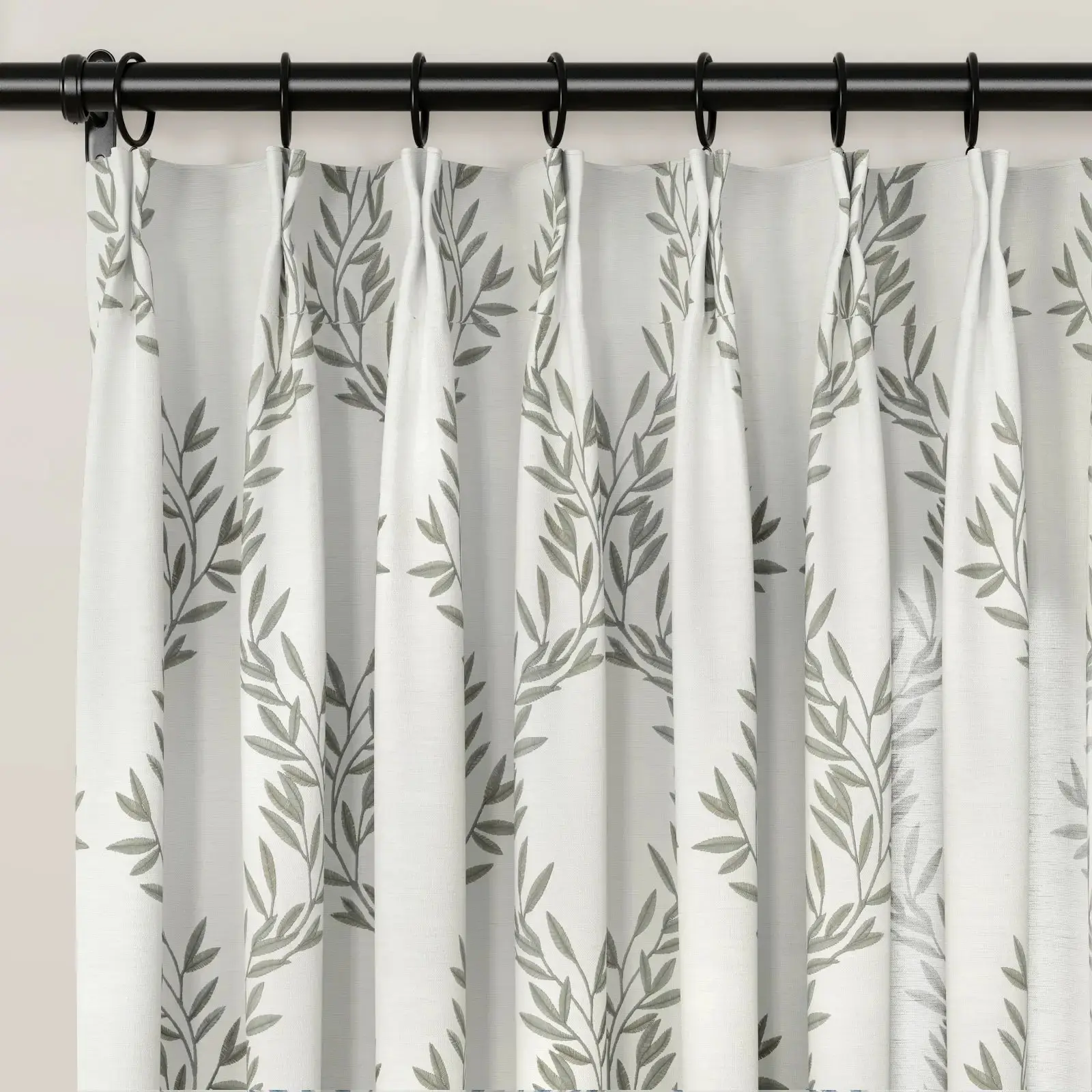 Linnea Linen Cotton Embroidered Curtain Pleated - Image 55