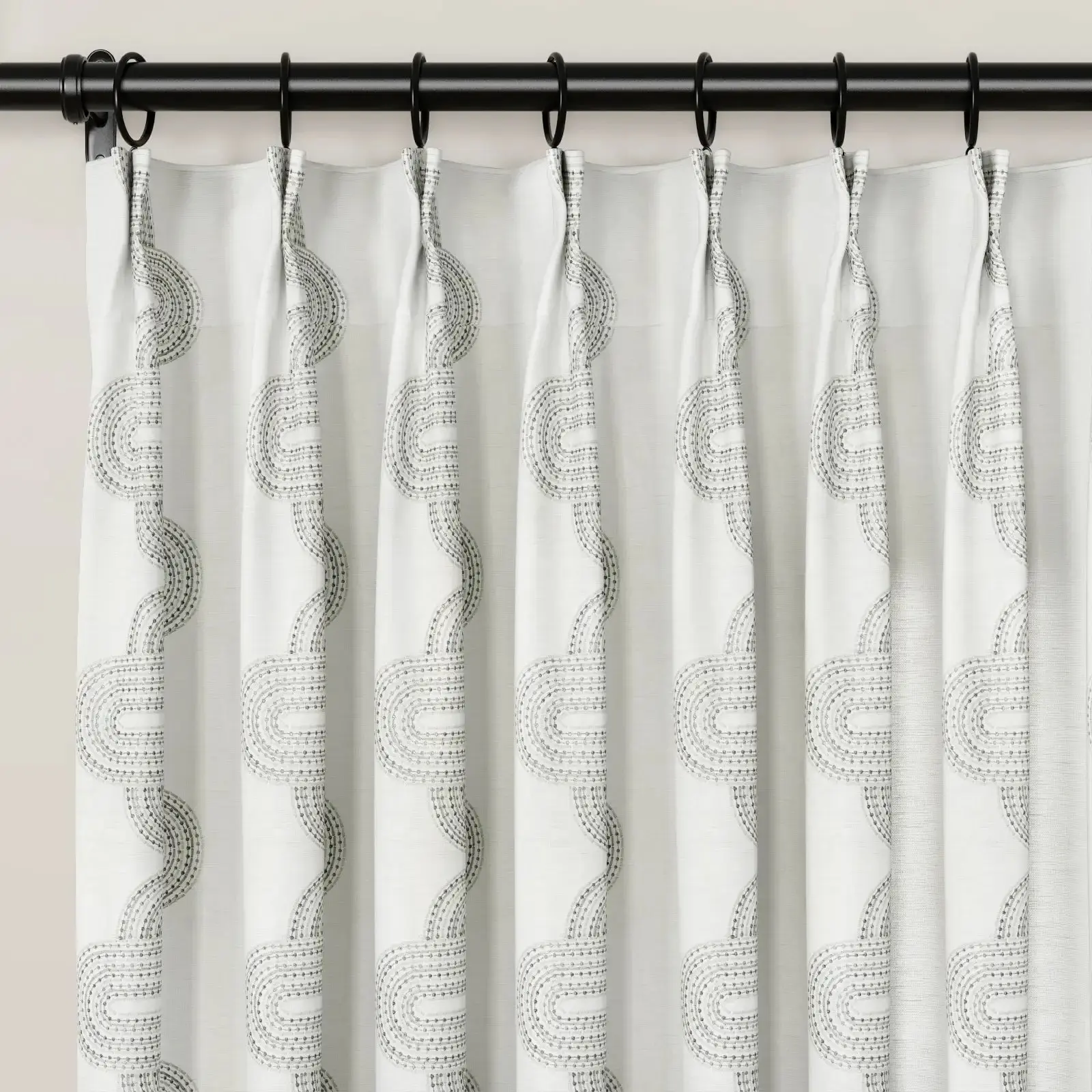 Linnea Linen Cotton Embroidered Curtain Pleated - Image 58