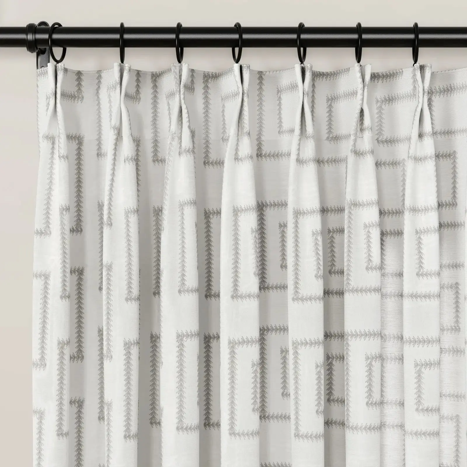 Linnea Linen Cotton Embroidered Curtain Pleated - Image 82