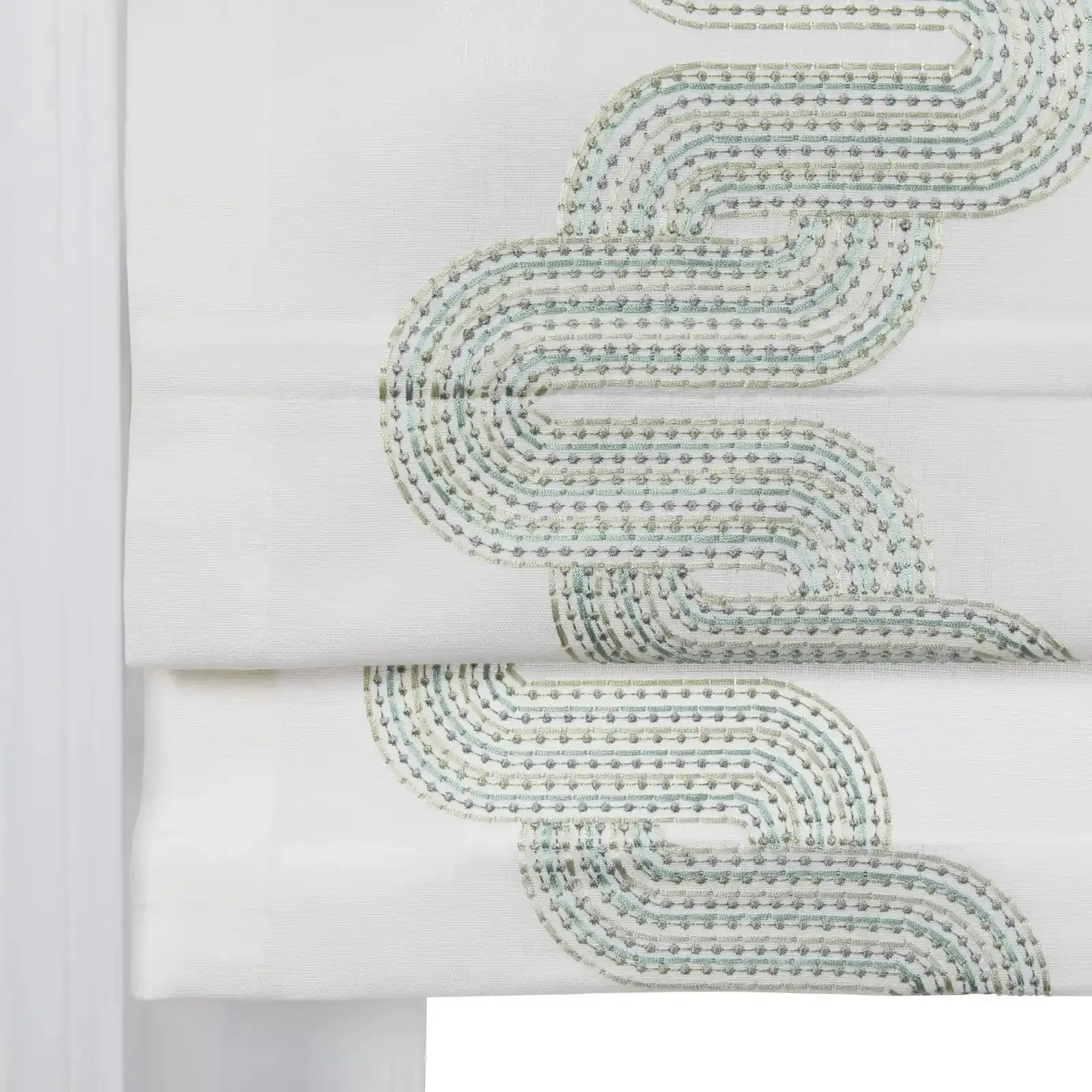Linnea Linen Cotton Embroidered Roman Shade Cordless Plus Size - Image 101