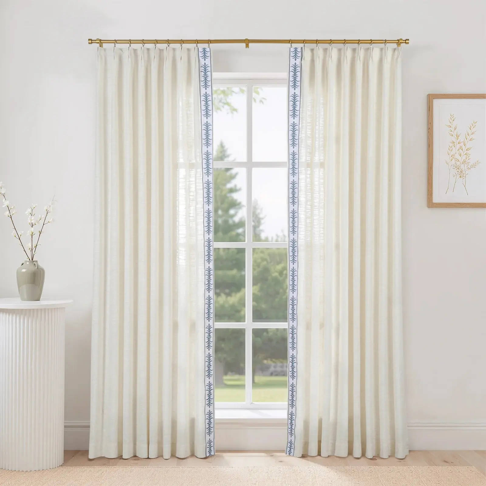 Liz Linen Curtains with Border Trim (Sold per Pair) - Image 6
