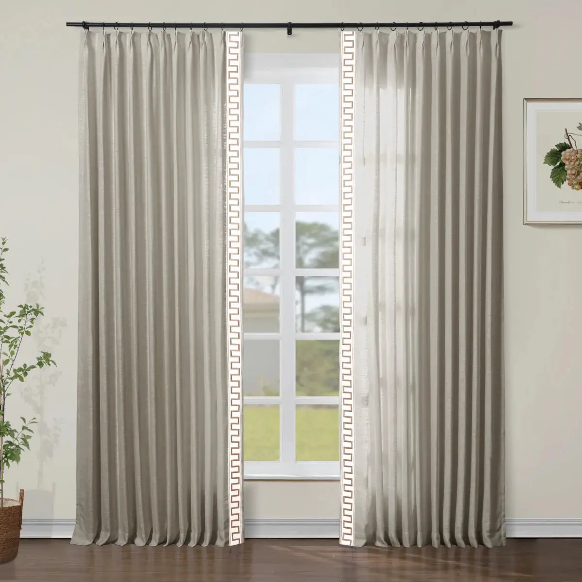 Liz Linen Curtains with Border Trim (Sold per Pair) - Image 64