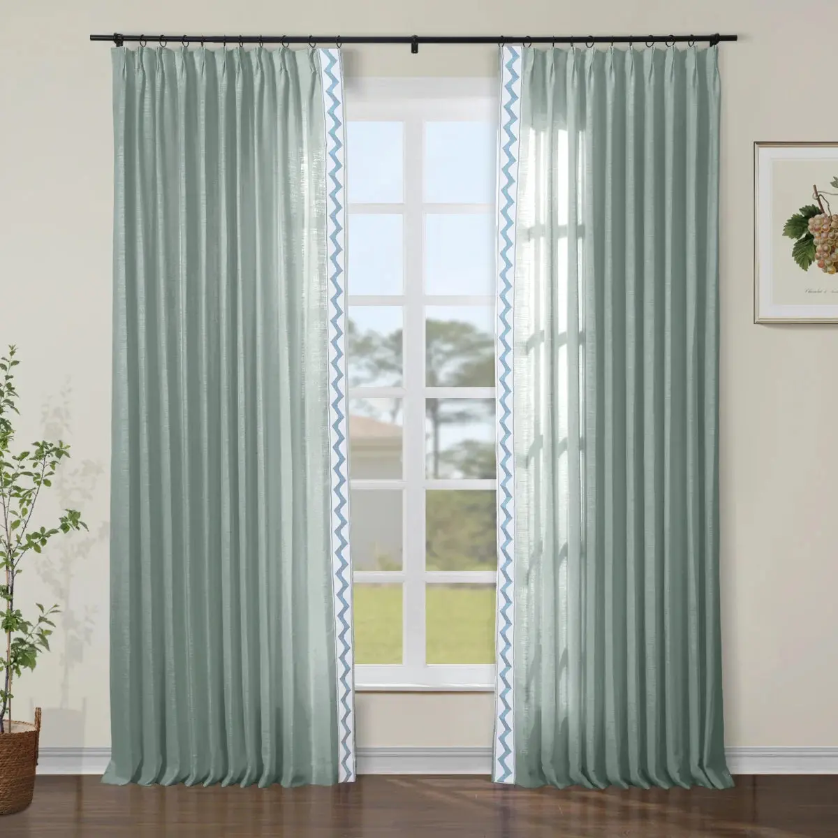 Liz Linen Curtains with Border Trim (Sold per Pair) - Image 67