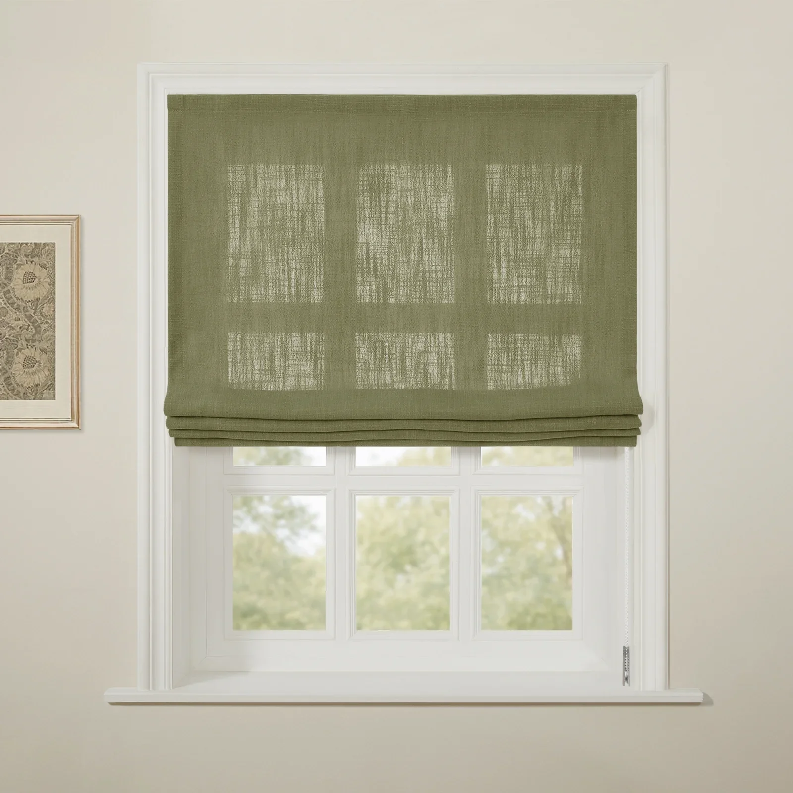 Liz Linen Flat Roman Shade Cord Lift - Image 119