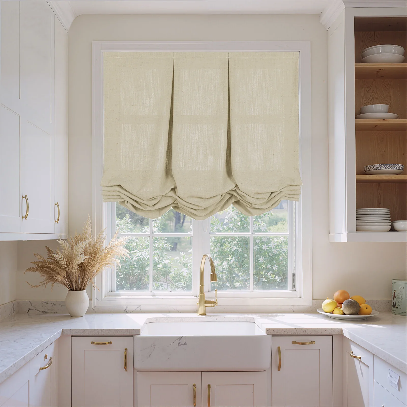 Liz Linen Pleated Balloon Shade Cord Lift - Image 30