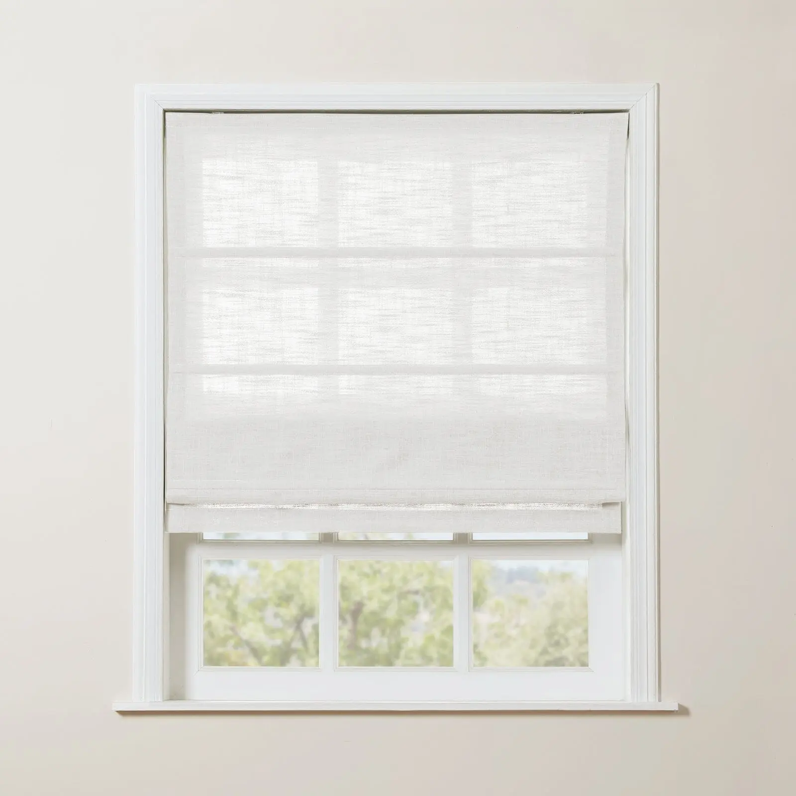 Liz Linen Blend Roman Shade Cordless - Wooden Headrail - Image 11