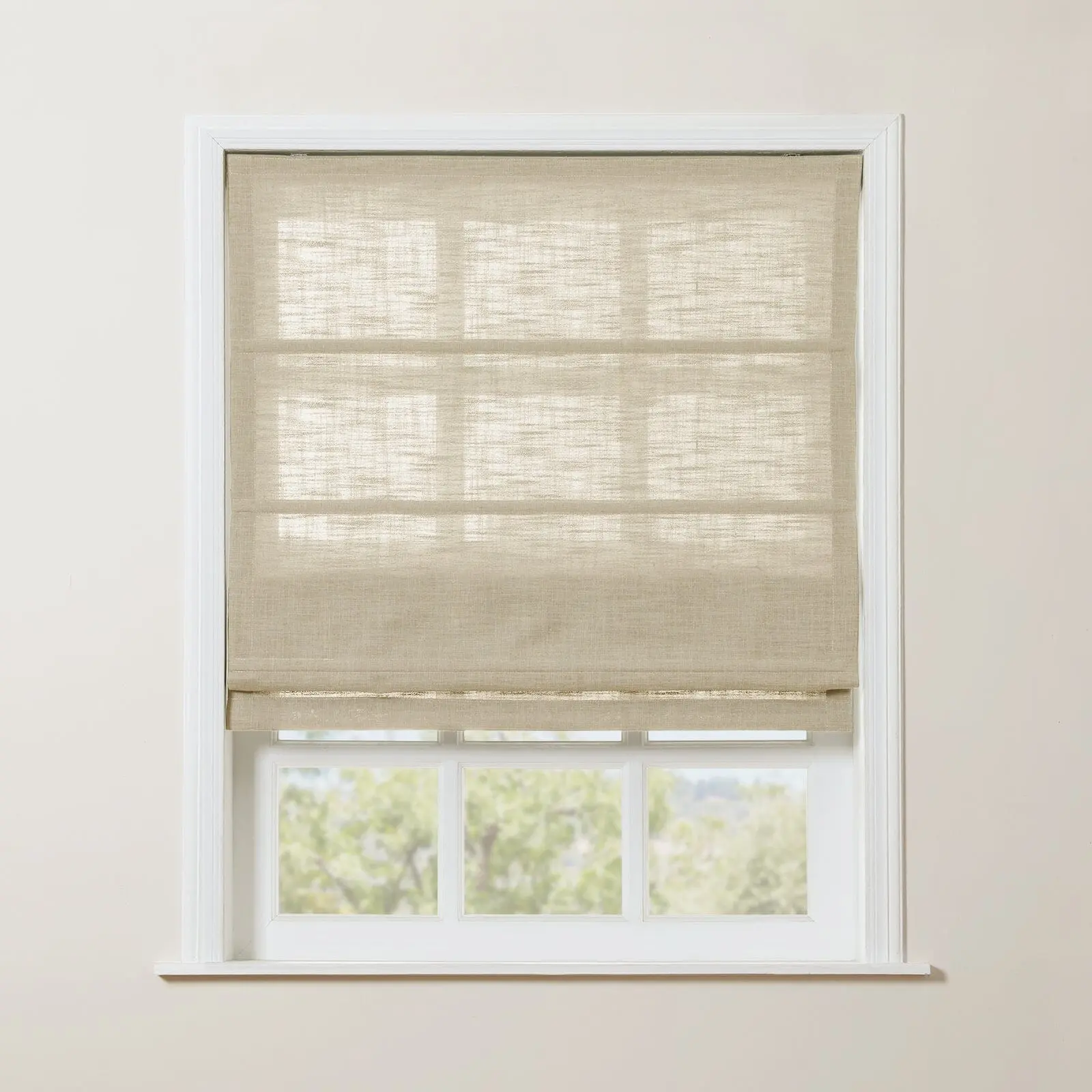 Liz Linen Blend Roman Shade Cordless - Wooden Headrail - Image 16