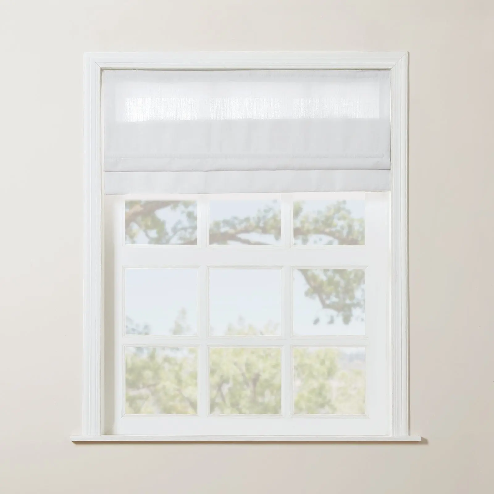 Liz Linen Blend Roman Shade Cordless - Wooden Headrail - Image 9