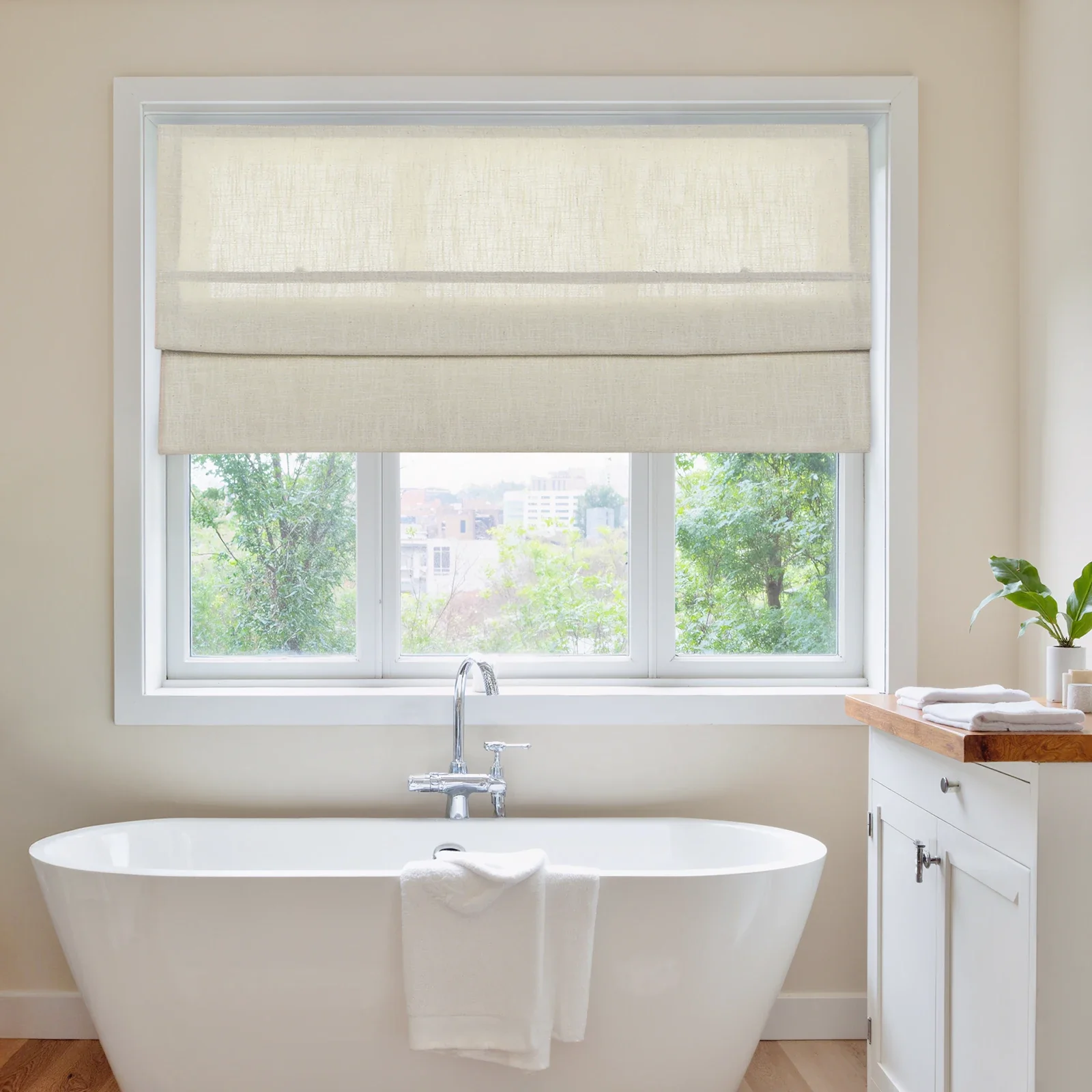 Liz Linen Window Roman Shades Loop Cord Lift - Image 11