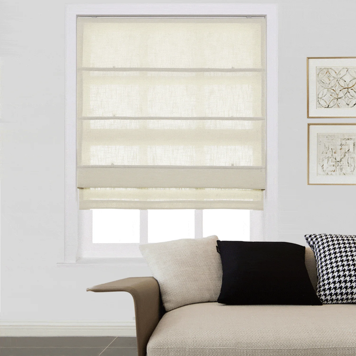 Liz Linen Window Roman Shades Loop Cord Lift - Image 24