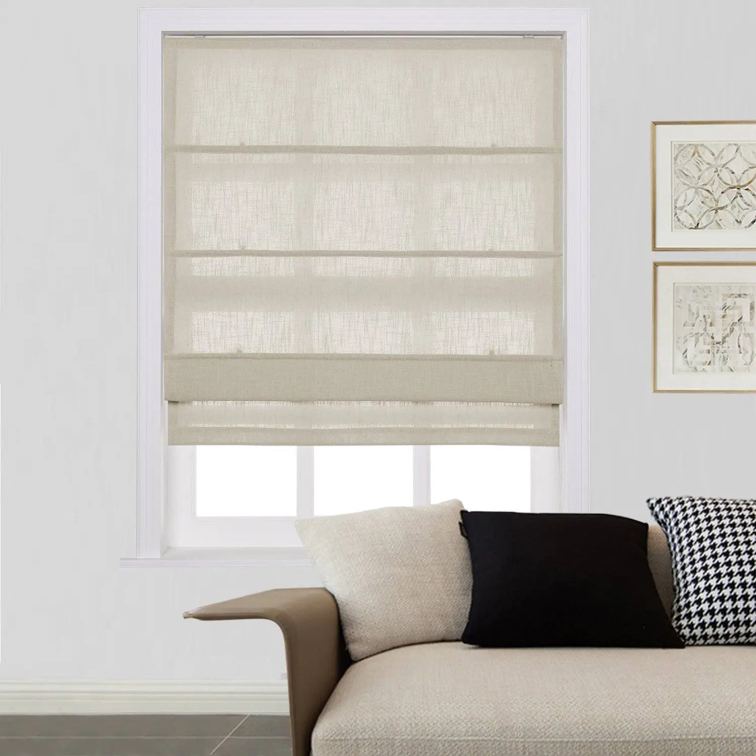 Liz Linen Window Roman Shades Loop Cord Lift - Image 25