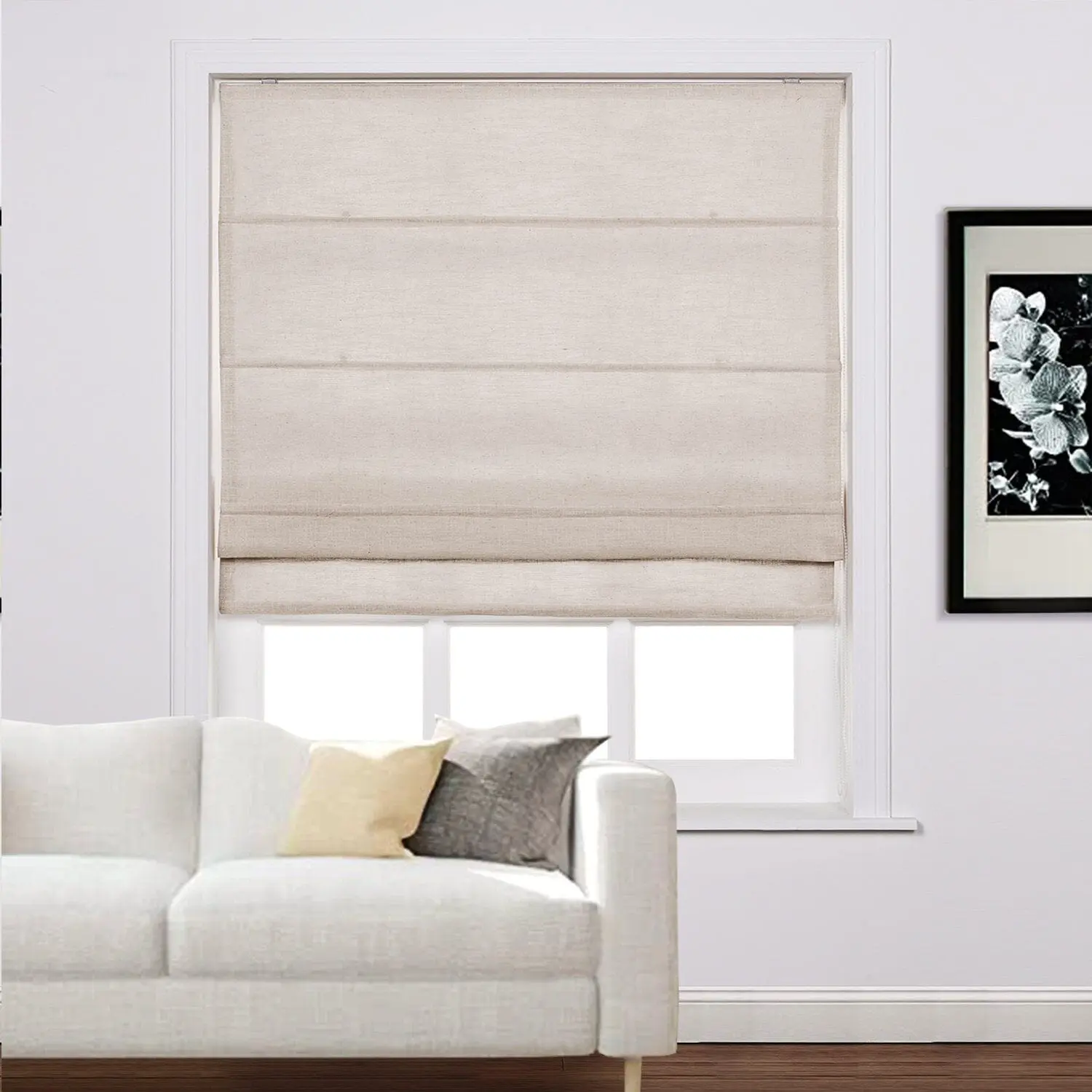 Liz Linen Window Roman Shades Loop Cord Lift - Image 34