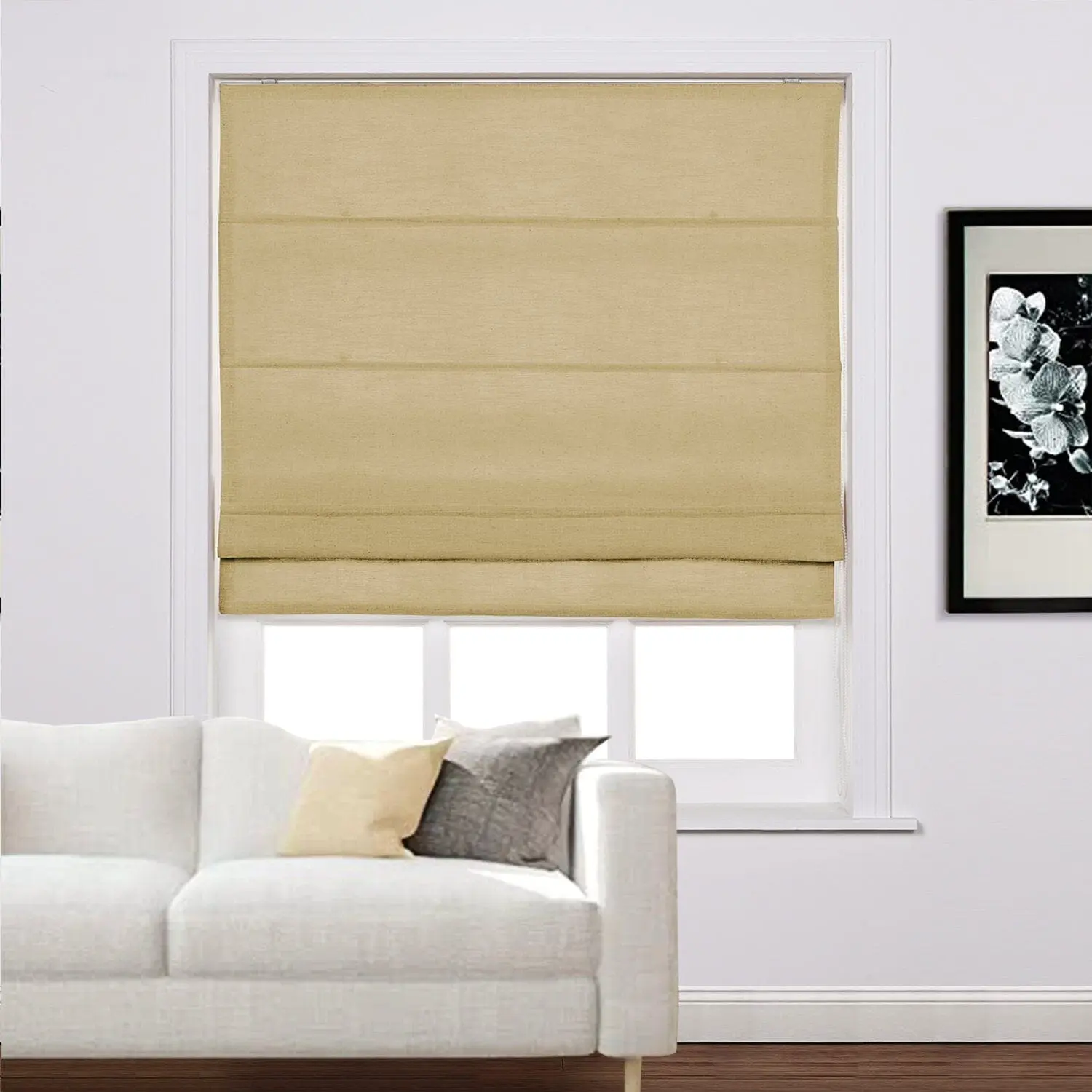 Liz Linen Window Roman Shades Loop Cord Lift - Image 40