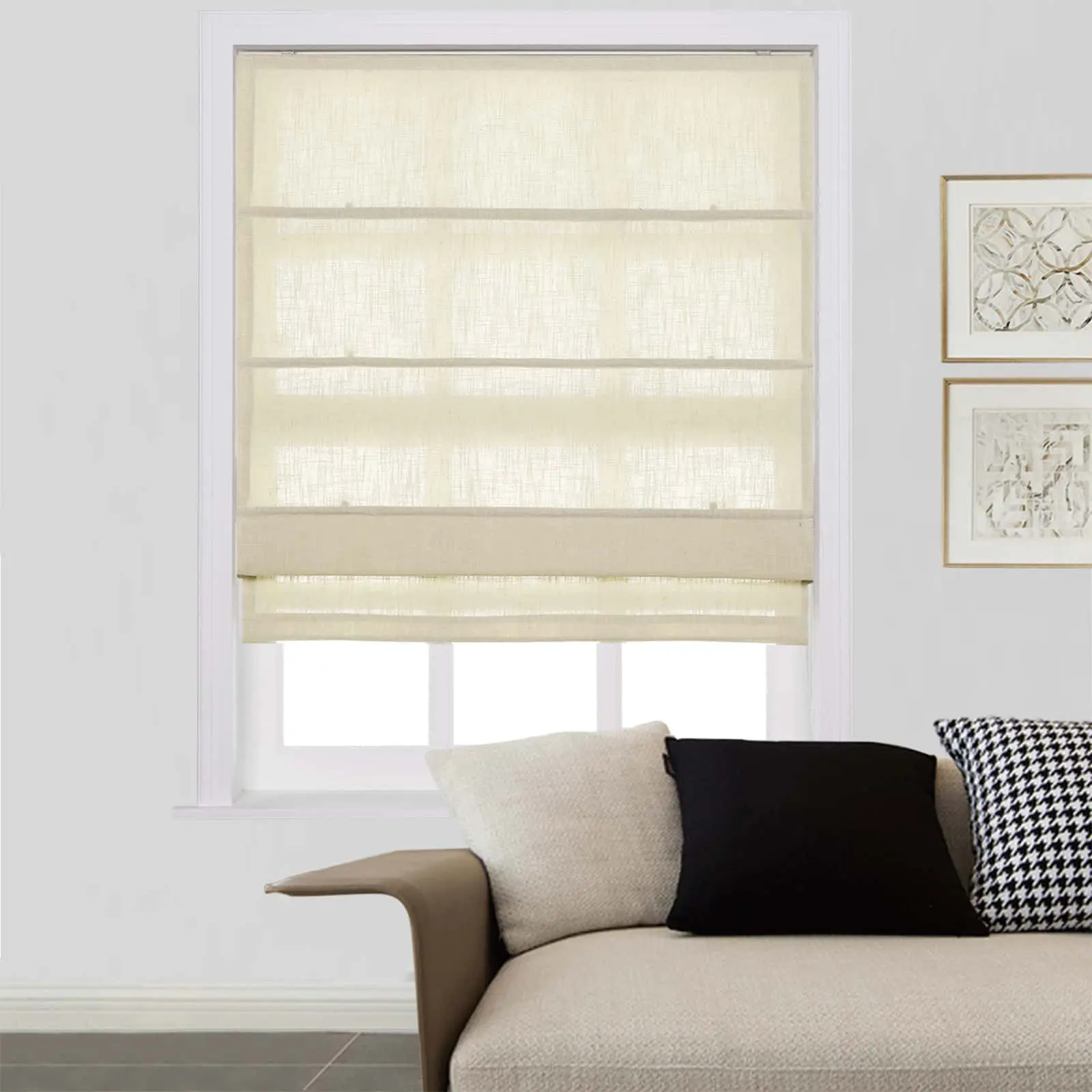 Liz Linen Window Roman Shades Loop Cord Lift - Image 46