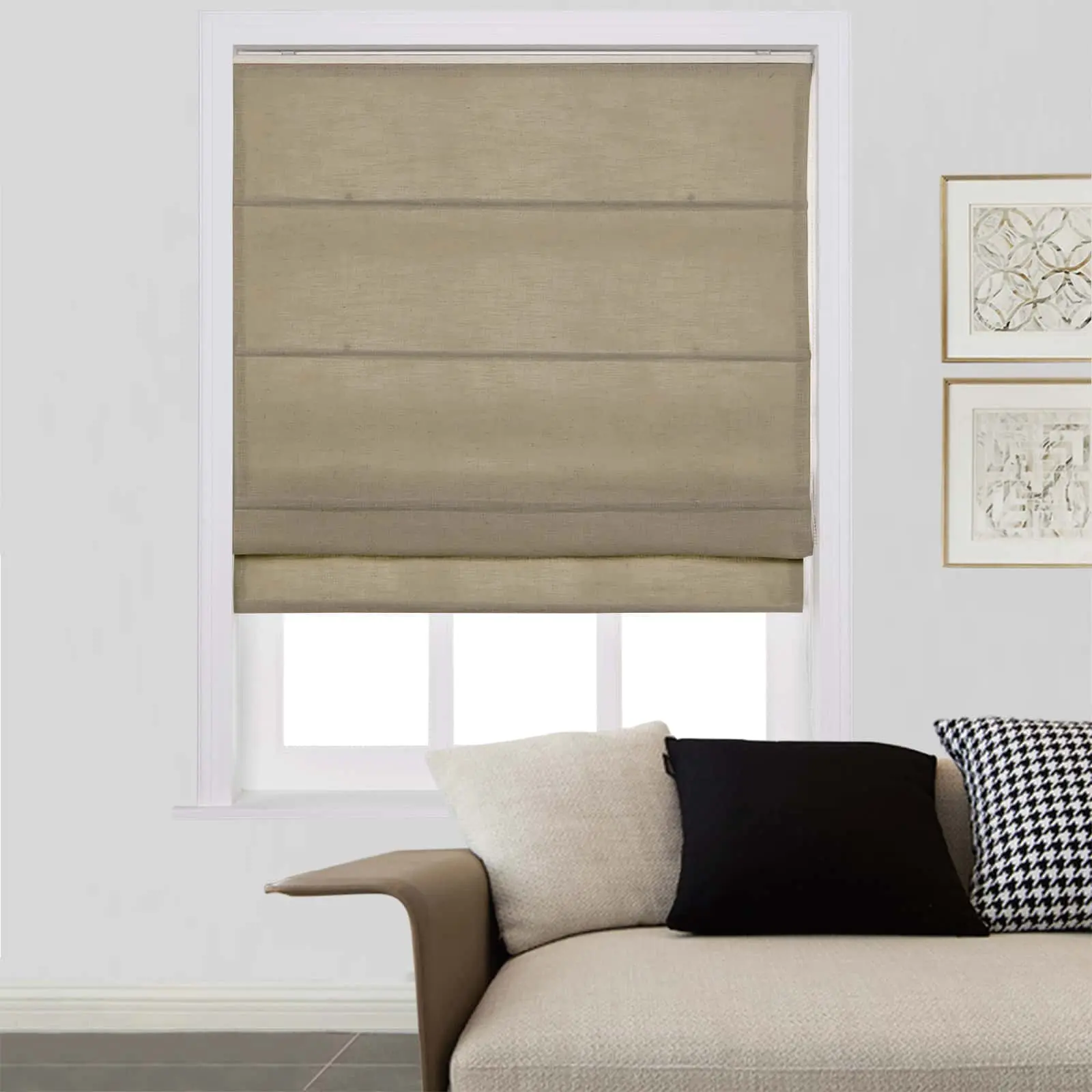 Liz Linen Window Roman Shades Loop Cord Lift - Image 48