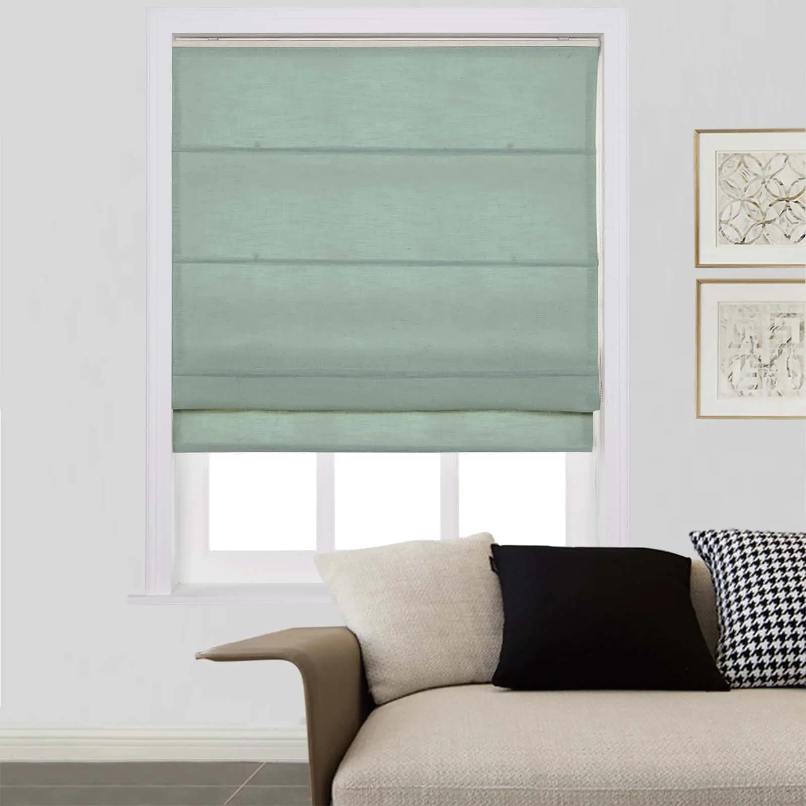 Liz Linen Window Roman Shades Loop Cord Lift - Image 58