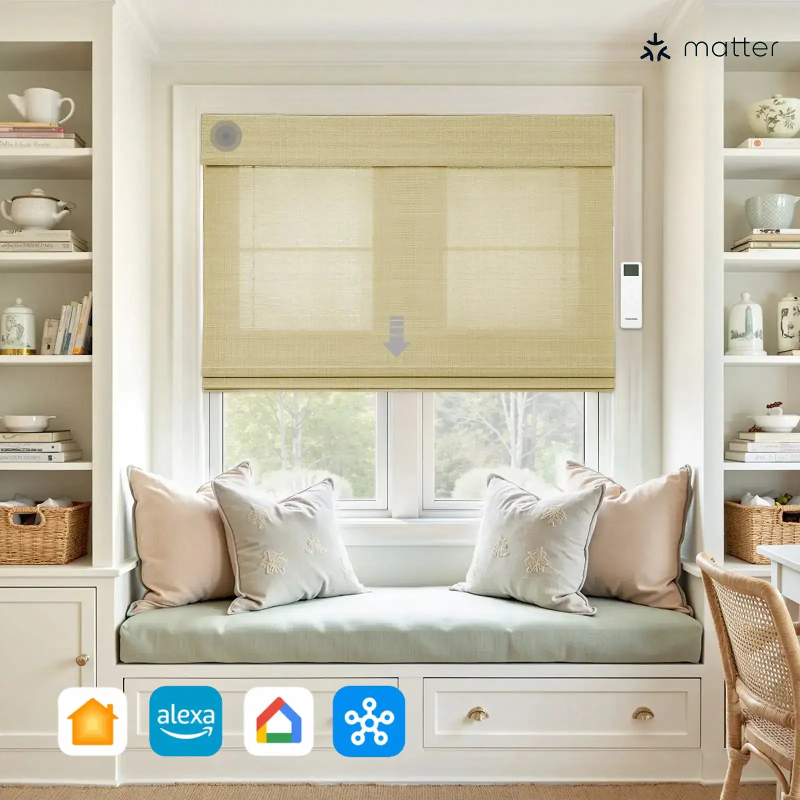 Motorized Window Woven Bamboo Shades - Image 9
