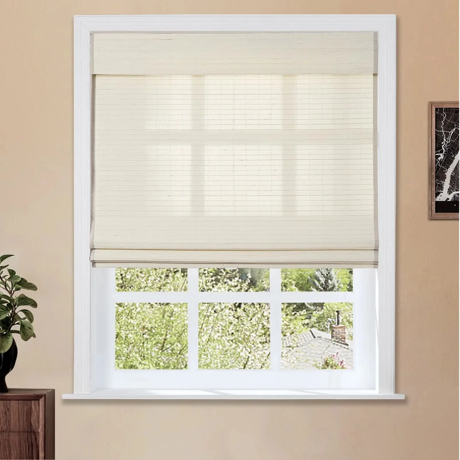 Lay Natural Flax Bamboo Woven Shade - Sandstone - Image 16