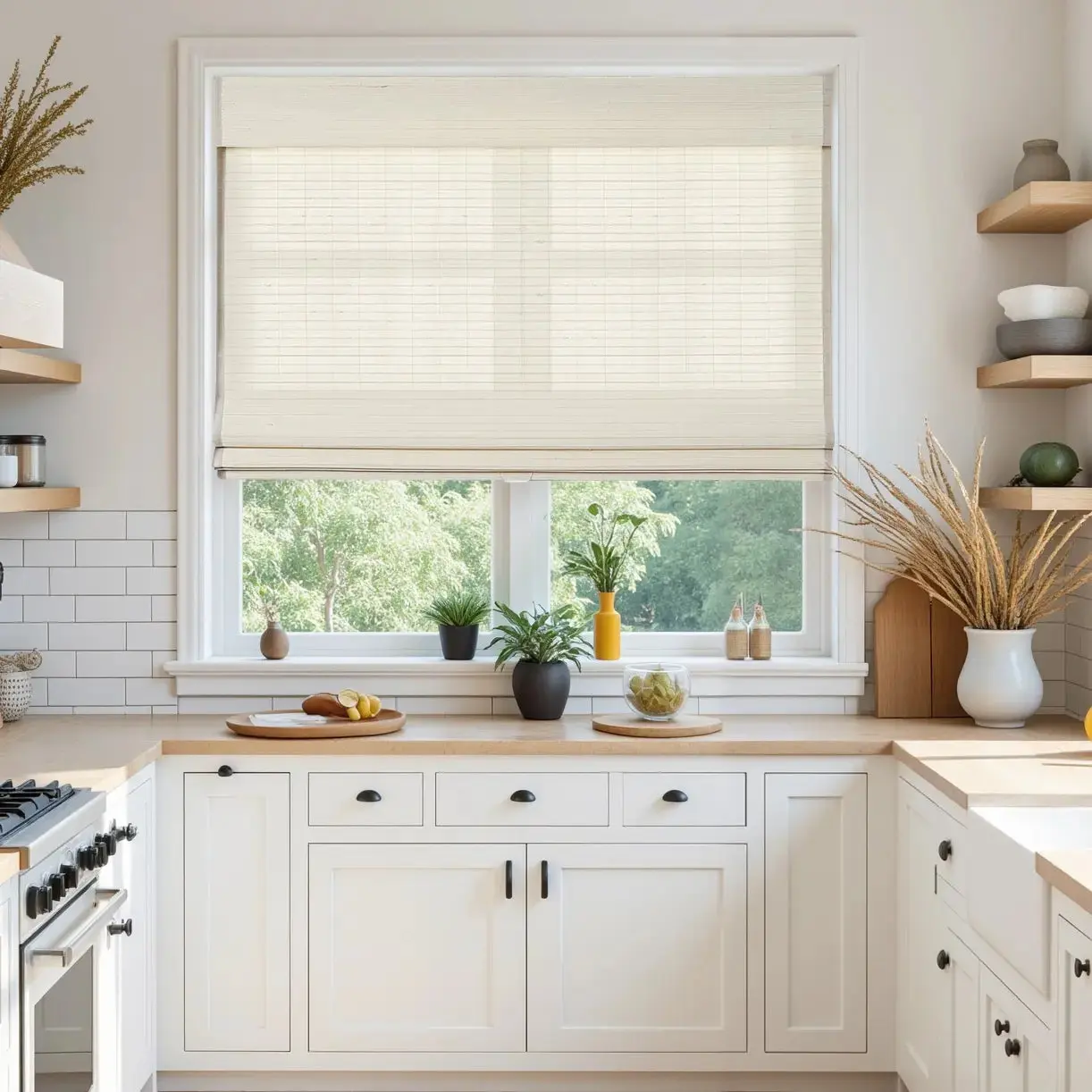 Lay Natural Flax Bamboo Woven Shade - Sandstone - Image 4