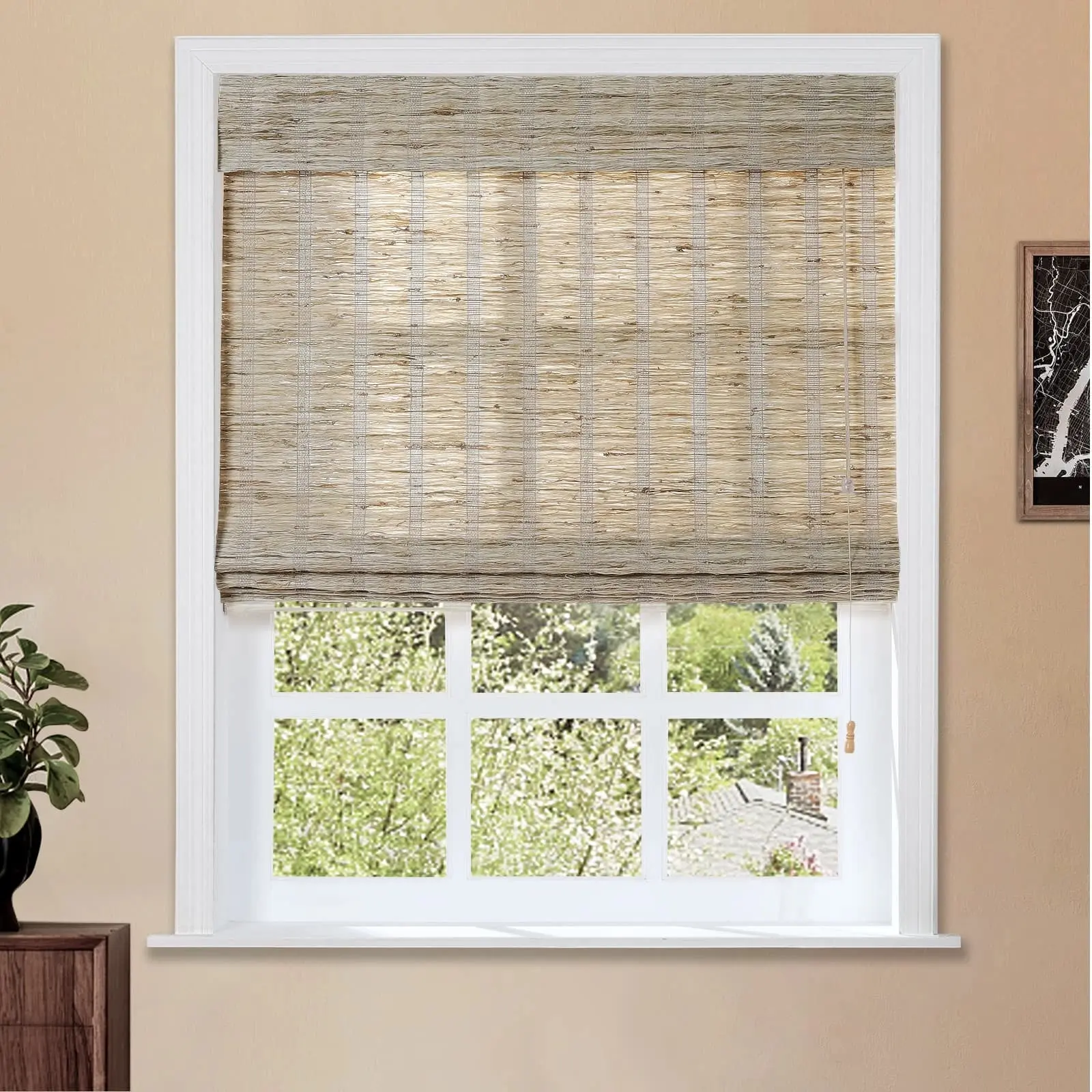 Lay Natural Ramie Bamboo Woven Shade - Almond - Image 5