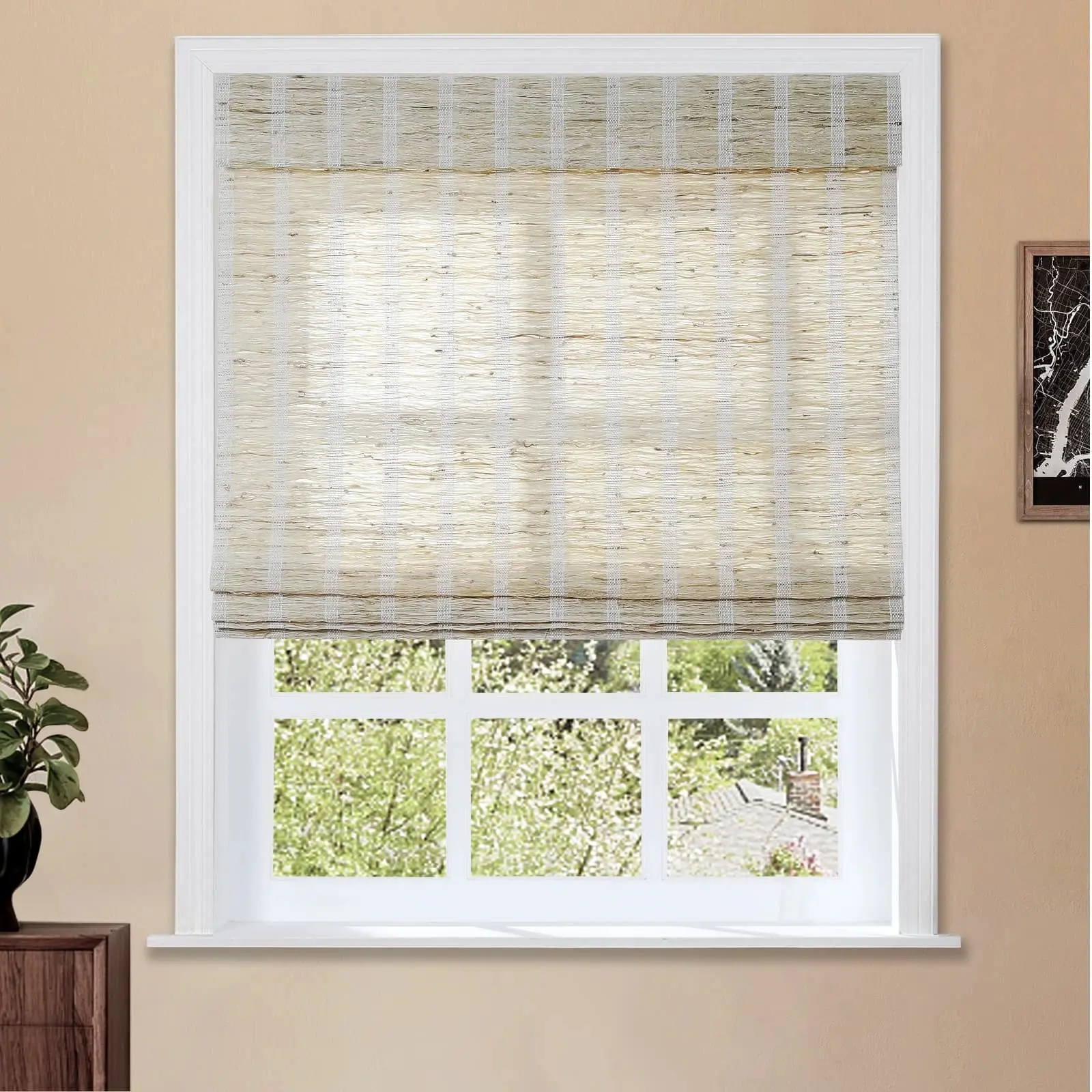 Lay Natural Ramie Bamboo Woven Shade - Shell - Image 3