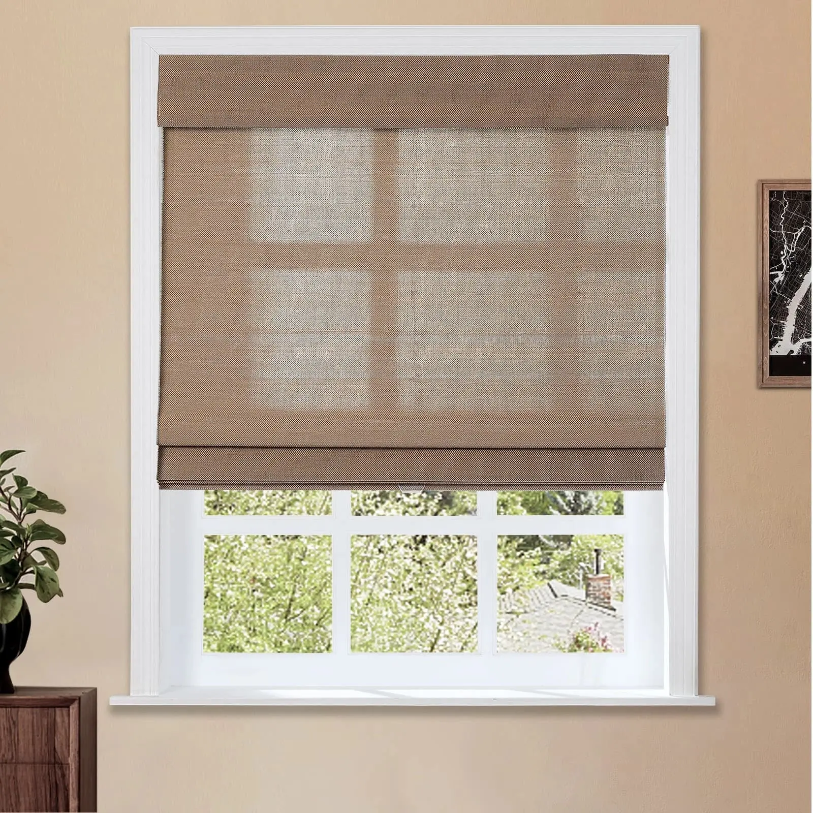 Lay Natural Woven Bamboo Shade - Teak - Image 3