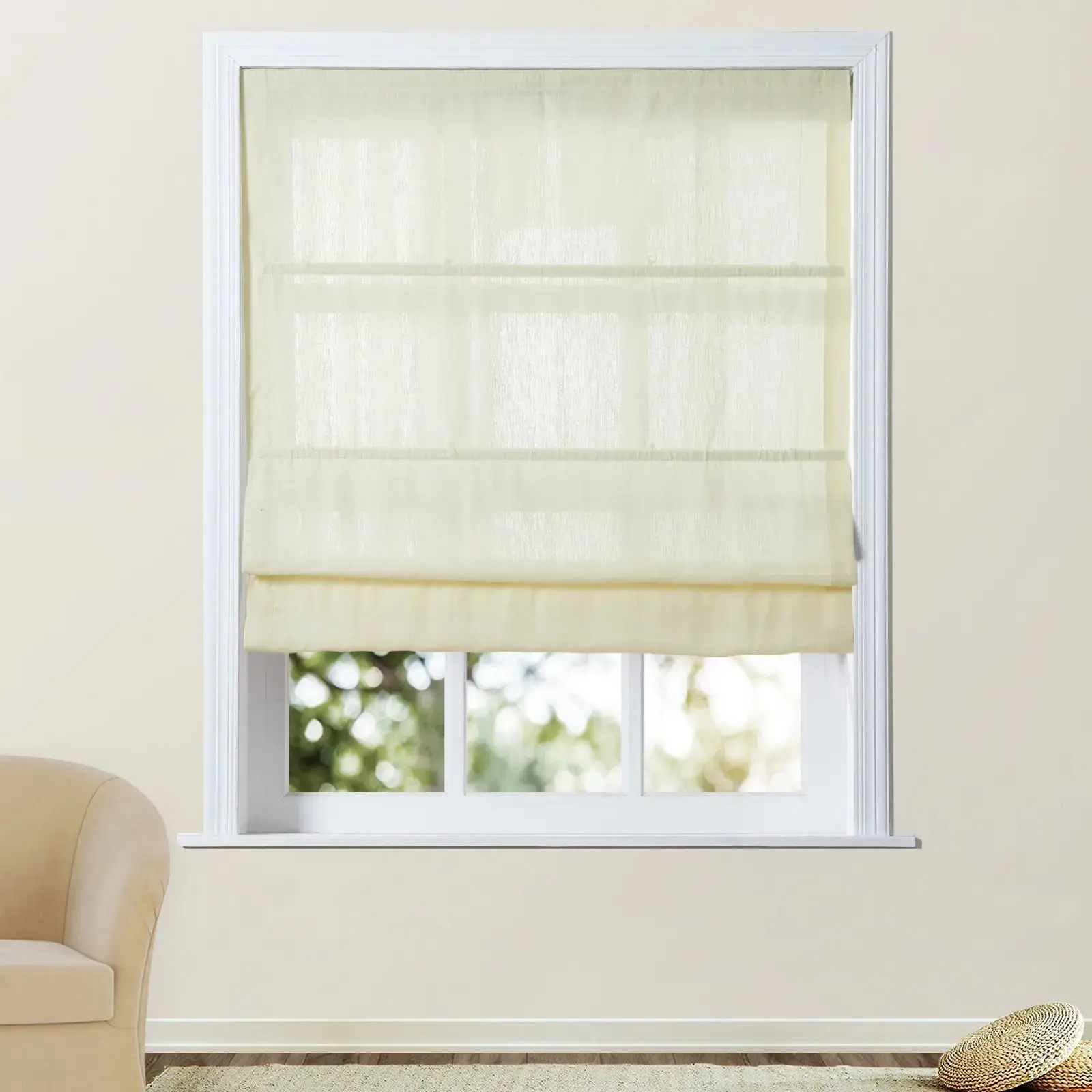 Patti Belgian Linen Roman Shade Cordless - Image 38