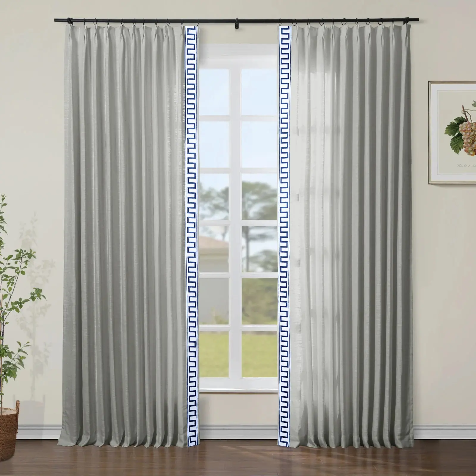 Patti Linen Curtains with Border Trim (Sold per Pair) - Image 11