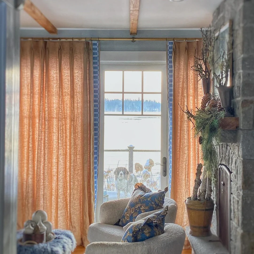 Patti Linen Curtains with Border Trim (Sold per Pair) - Image 3